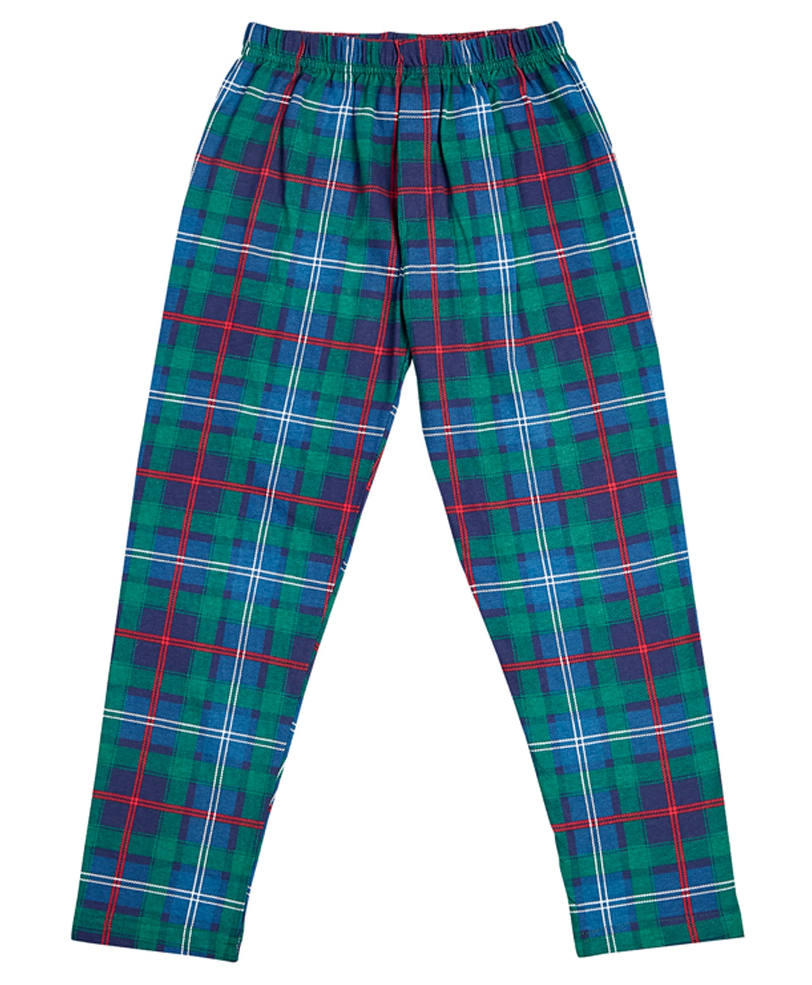 Earth Conscious 100% Cotton Knit Plaid Checked Lounge Pants - Green-image-3