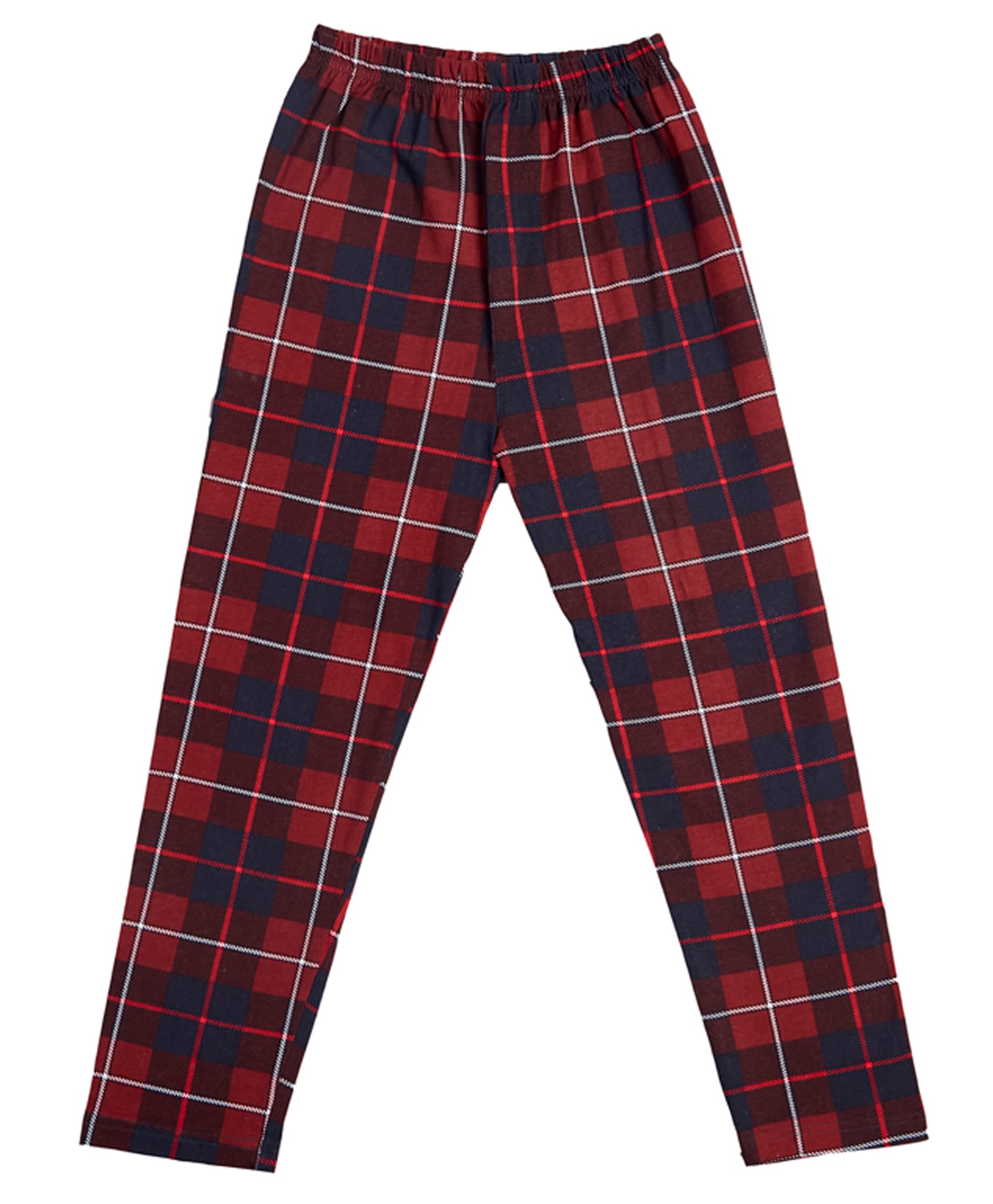 Earth Conscious 100% Cotton Knit Plaid Checked Lounge Pants - Maroon & Navy Blue-picture-16
