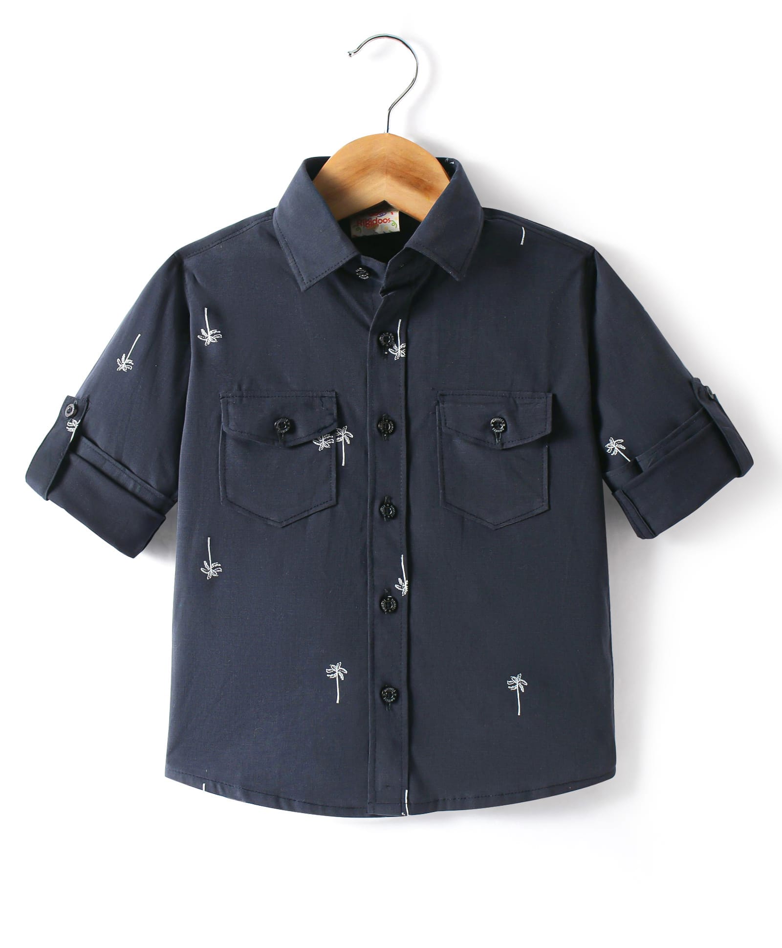 Rikidoos Full Sleeves Palm Trees Printed Shirt - Navy Blue-picture-9