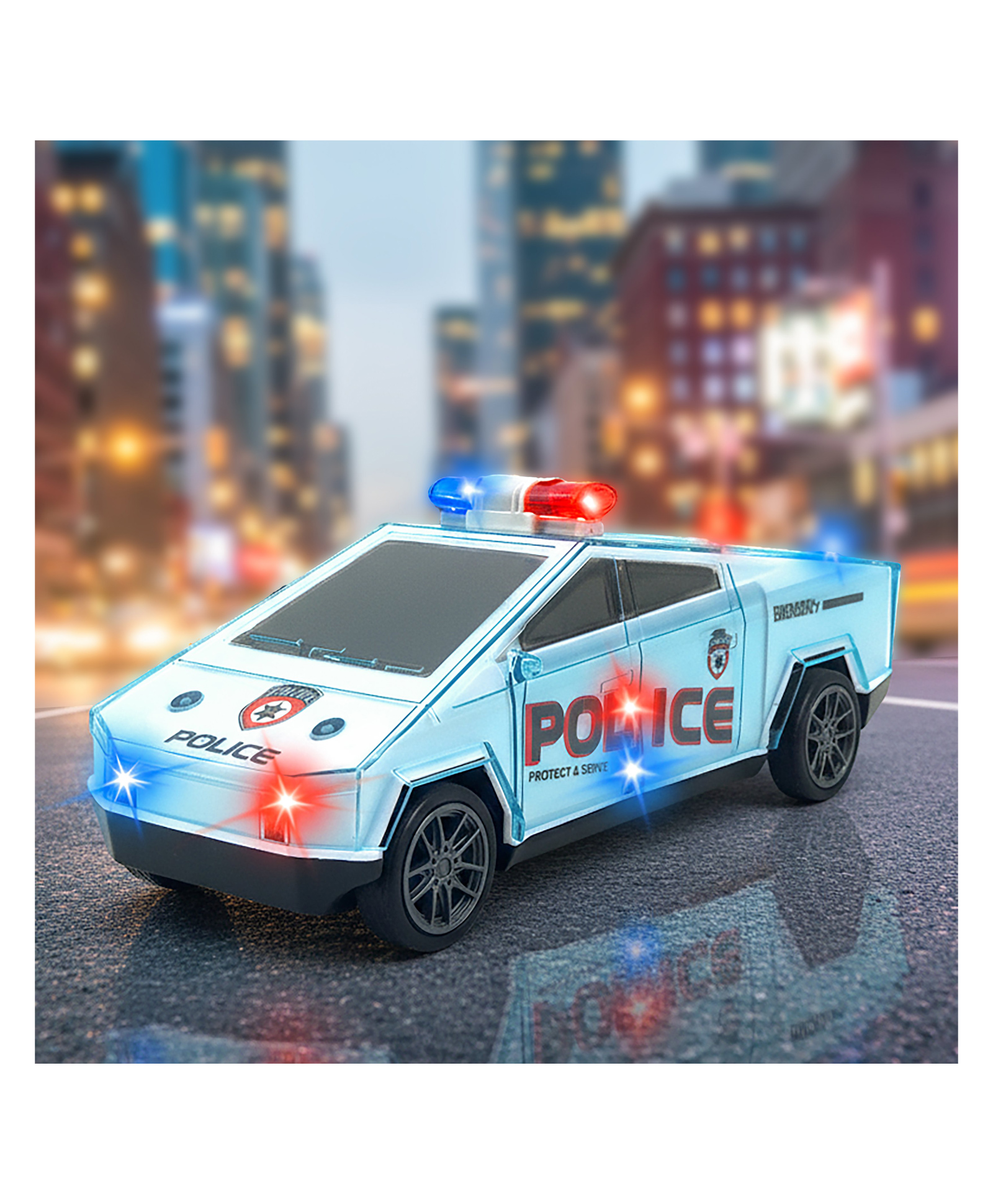 VGRASSP Push And Go Cyber Police Truck Toy For Kids With Music And Flashing Lights - Police Patrol Friction Vehicle Toy With Siren Sound Effects - Color May Vary-picture-25