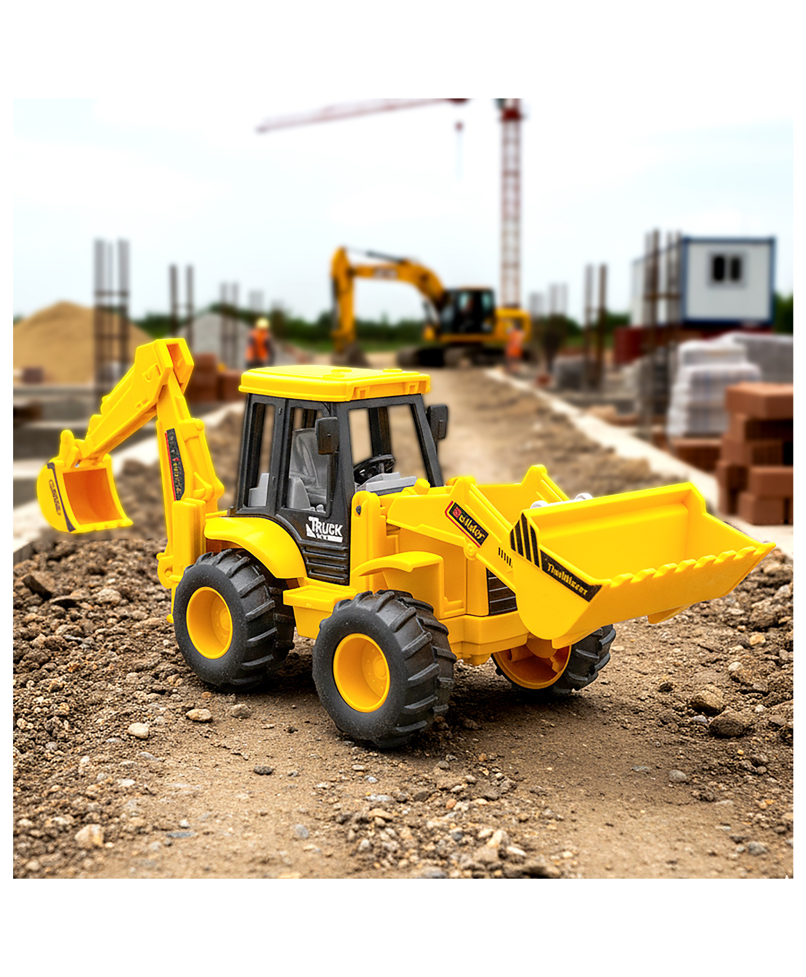 VGRASSP 2-in-1 Excavator & Bulldozer Construction Vehicle Toy For Kids - Push And Go Truck with Movable Shovel Head and Excavator Arm - Color May Vary-picture-16