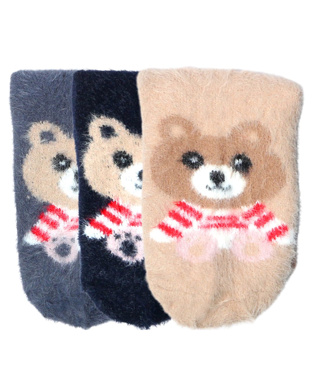 NEXT2SKIN Wool Knit Pack Of 3 Teddy Bear Printed Socks - Dark Grey Navy & Skin-picture-22
