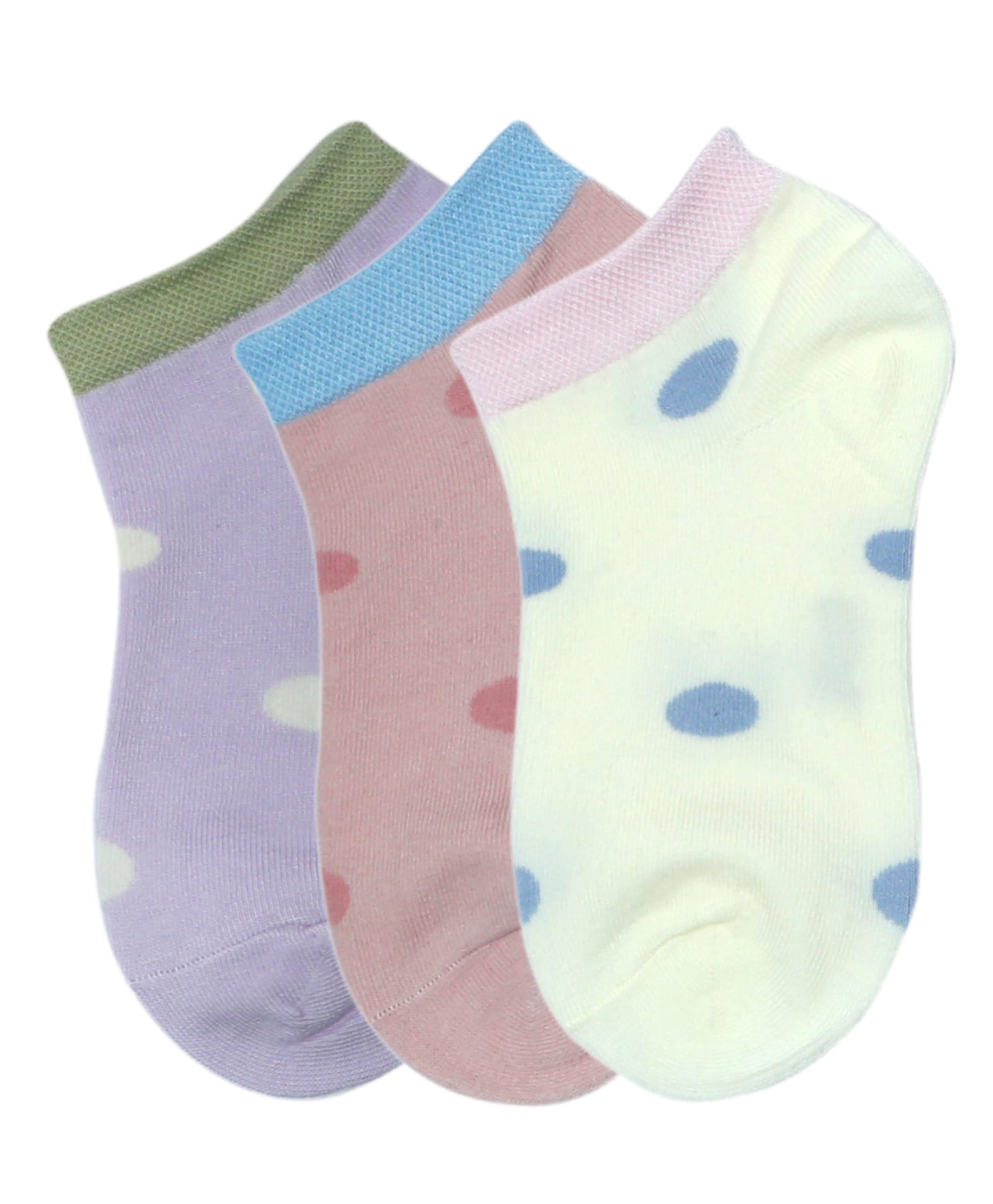 NEXT2SKIN Cotton Spandex Knit Pack of 3 Polka Dots Printed Socks - Peach Cream & Violet-image-25