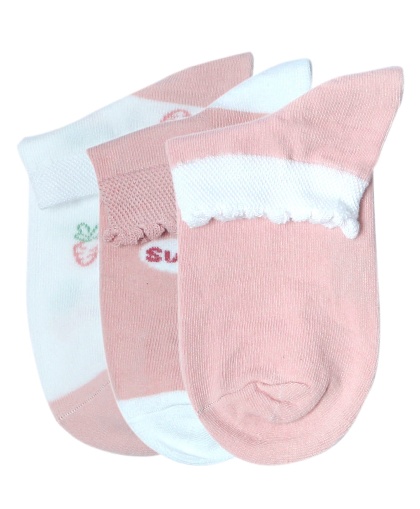 NEXT2SKIN Cotton Spandex Knit Pack Of 3 Bunny & Carrots Printed Socks - White & Pink-picture-25