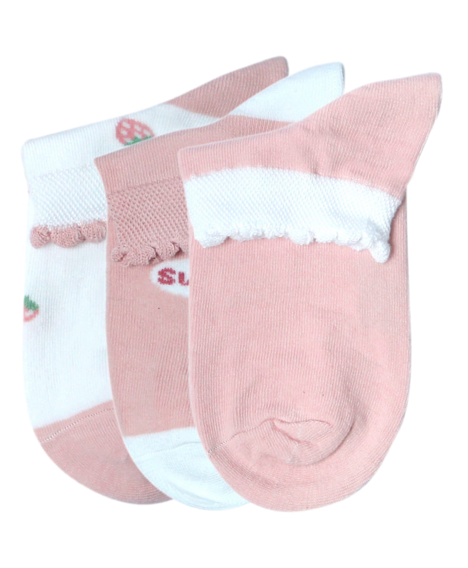 NEXT2SKIN Cotton Spandex Knit Pack Of 3 Bunny & Carrots Printed Socks - White & Pink-picture-24