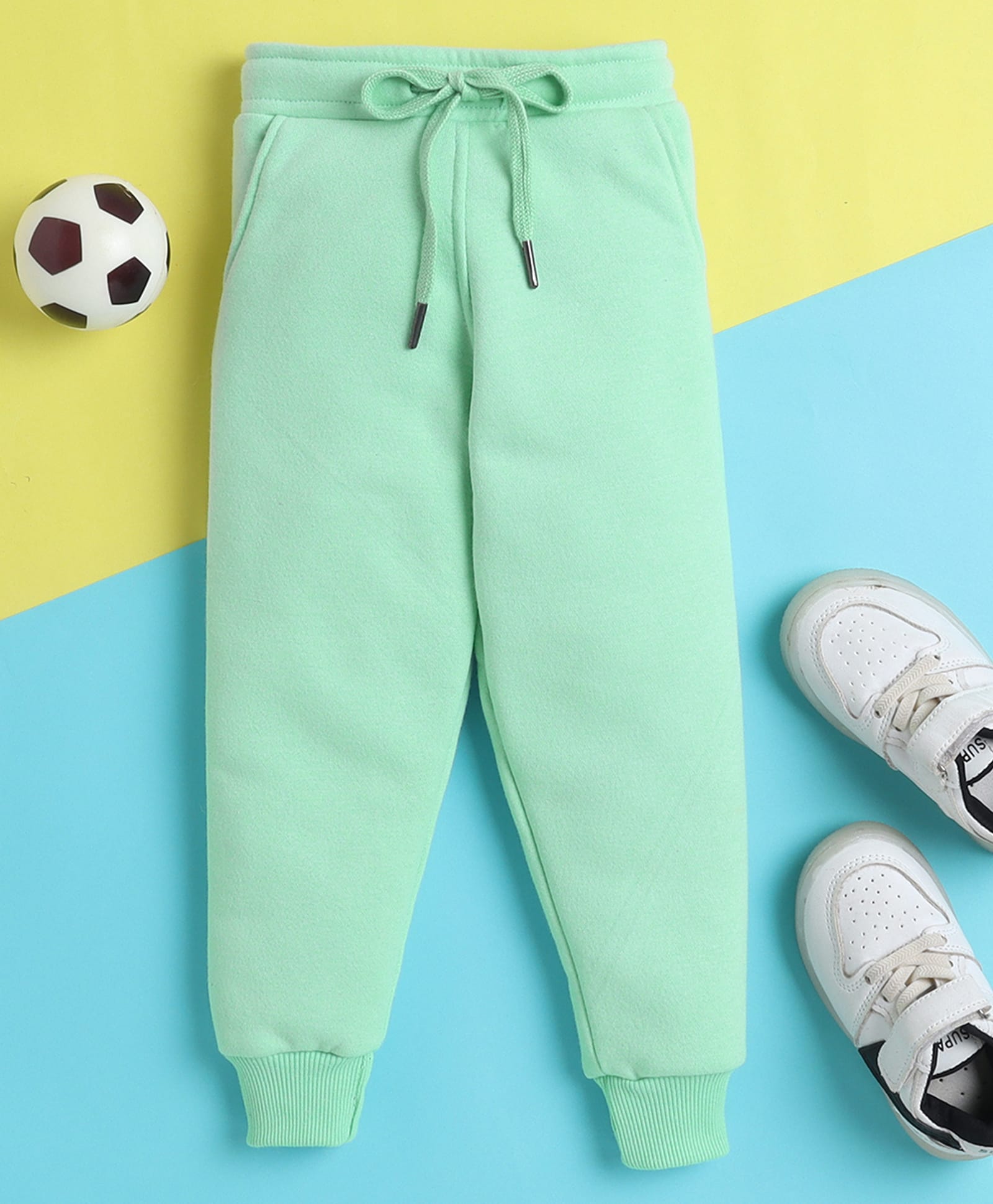 Knitting Doodles Fleece Woven Solid Track Pants - Sea Green-picture-9