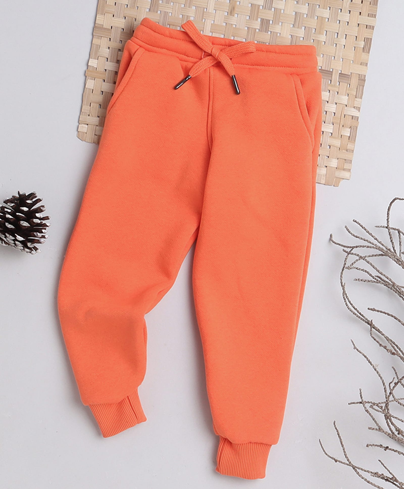 Knitting Doodles Fleece Woven Solid Track Pants - Orange-picture-25