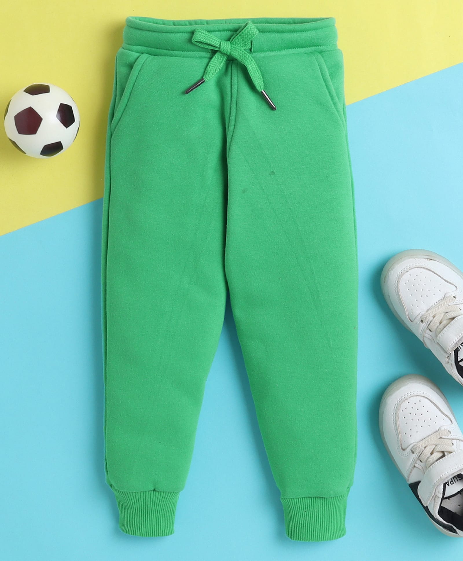 Knitting Doodles Fleece Woven Solid Winter Track Pants - Green-picture-37