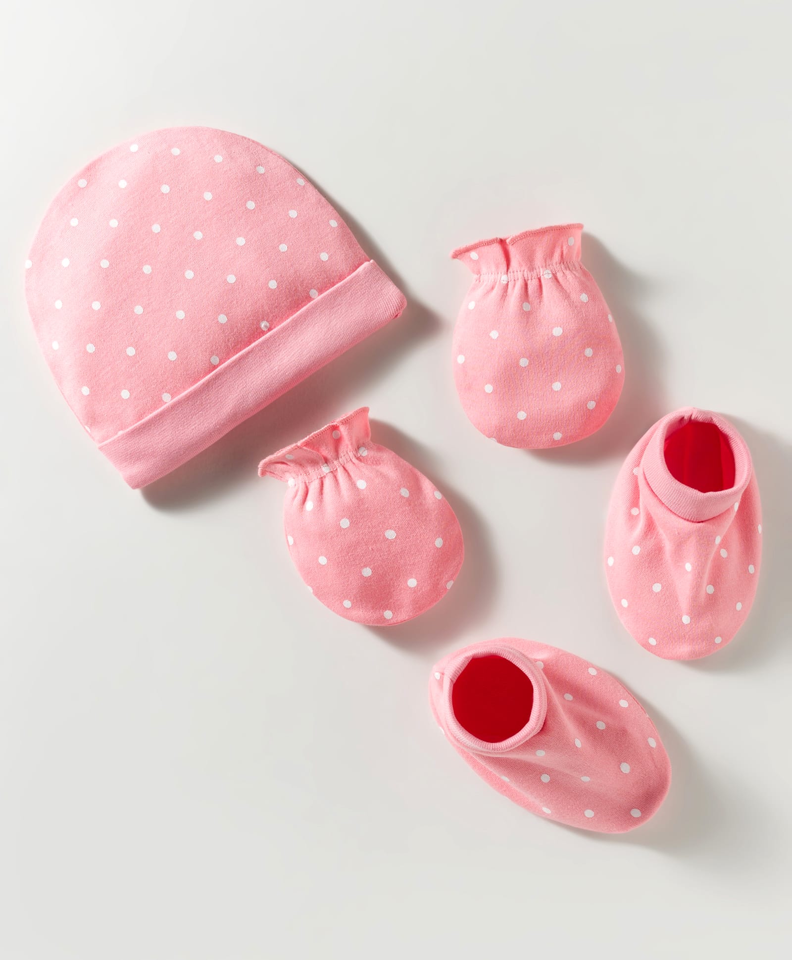 Kookie Kids Interlock Knit Cap Mittens & Booties With Polka Dot Print Pink - Diameter 10.5 cm-image-8