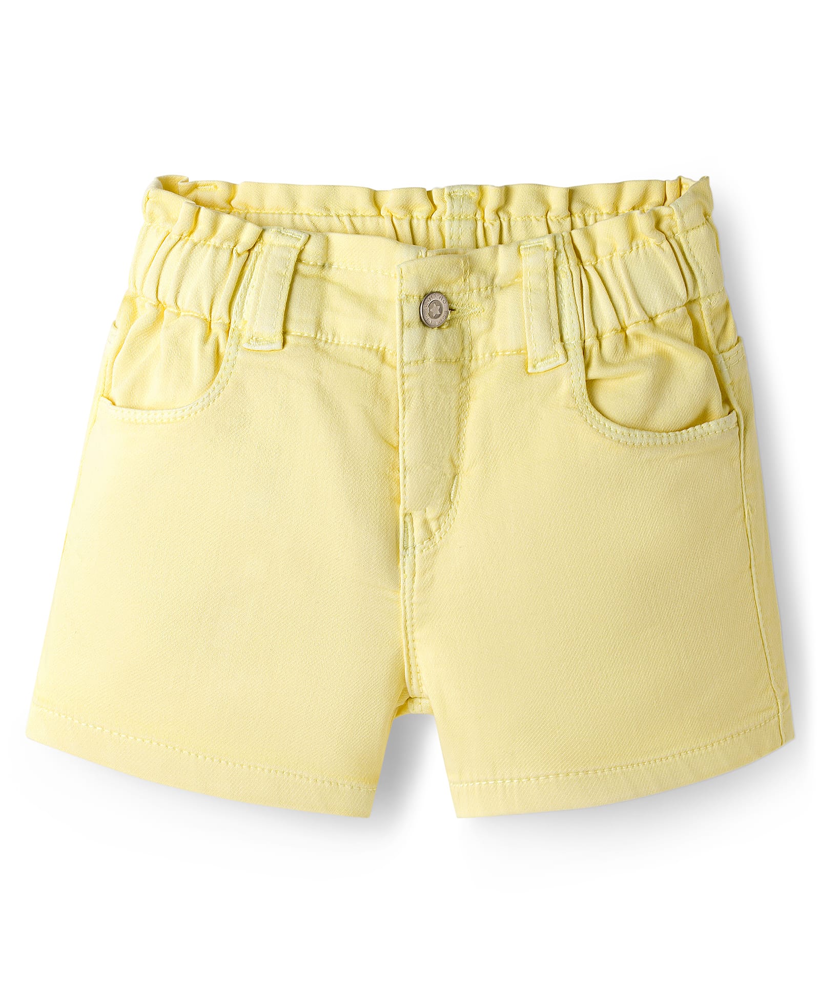 Bonfino Woven Overdyed Wash Shorts with Peper Bag Waistband - Yellow-image-0