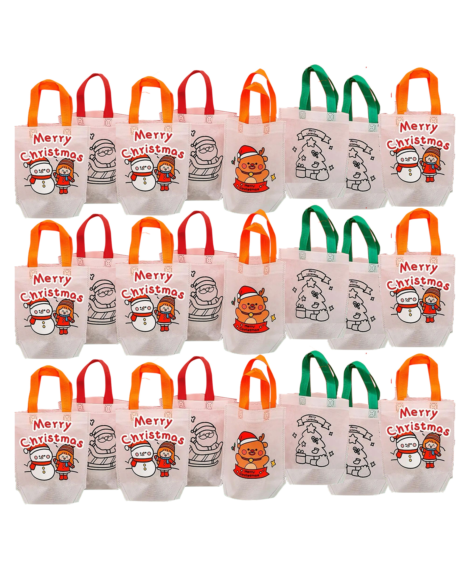 Asera 24 Pcs Christmas DIY Reusable Gift Bags Birthday Retun Gifts | 30x23 cm | Kids Doodle Favor Bags, Candy Treat Goody Bag-picture-17