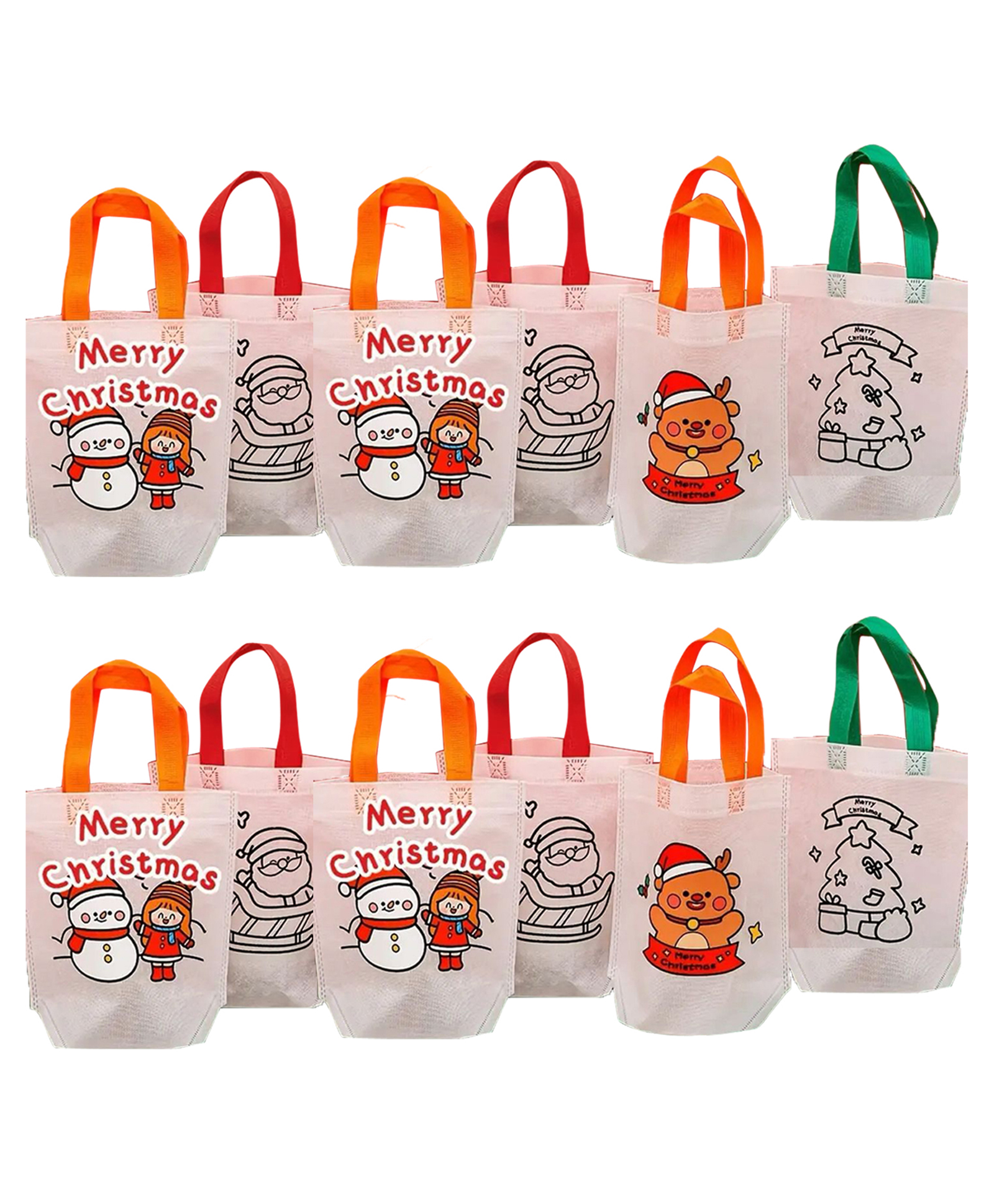 Asera 12 Pcs Christmas DIY Reusable Gift Bags Birthday Retun Gifts | 30x23 cm | Kids Doodle Favor Bags, Candy Treat Goody Bag-picture-15