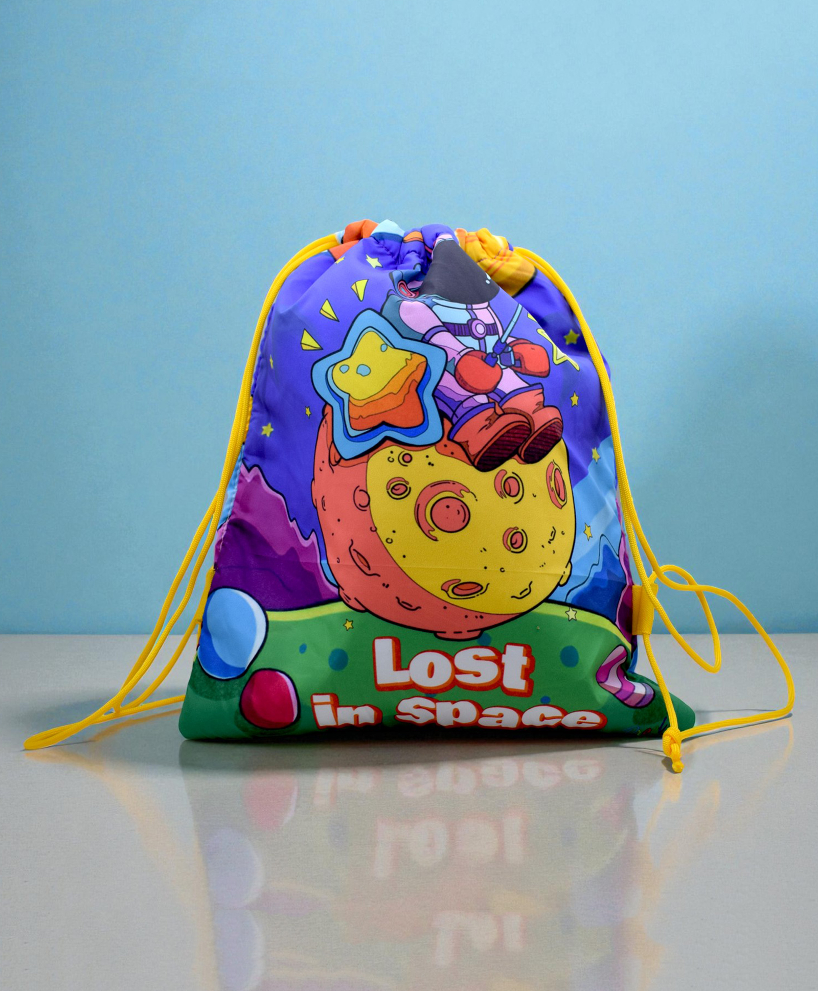 Asera Kids Cushioned Drawstring Bags | Cute Cartoon Print for Boys & Girls | Lightweight & Washable Backpack for School, Travel & Sports (Space 1 Pc)-picture-19