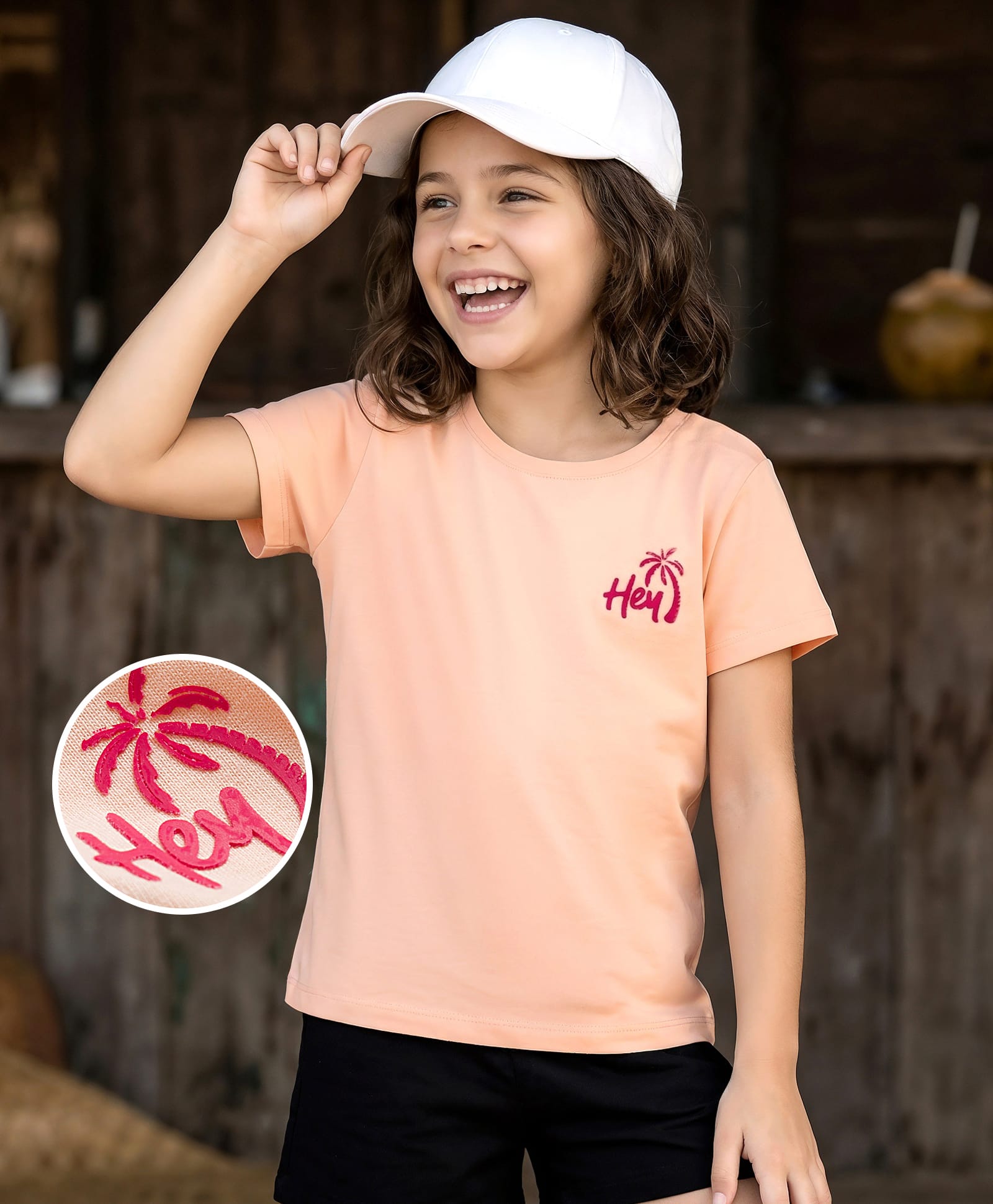 Kookie Kids Single Jersey Knit Half Sleeves T-Shirt with Text Graphic - Peach-image-32