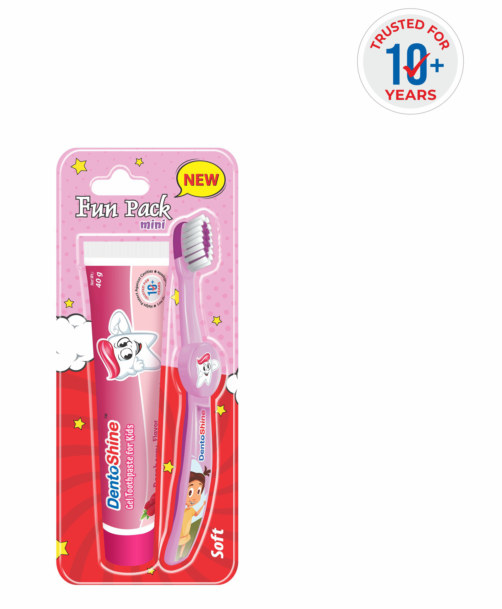 Dentoshine Fun Pack for Kids Raspberry Flavour Tooothpaste & Toothbrush For Kids - Pack of 2-image-41