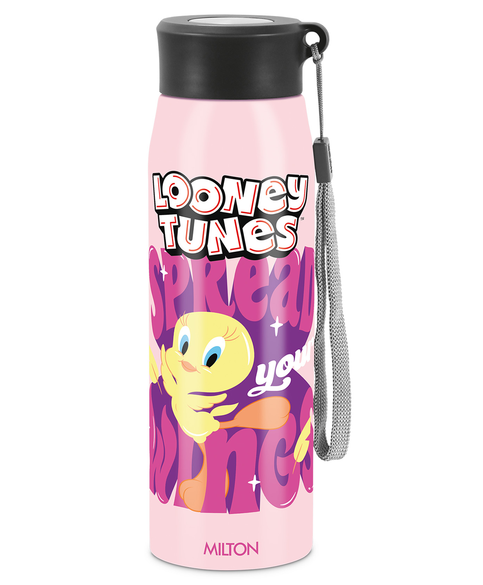 Milton Handy Design with Looney Tunes Print 650 Stainless Steel Water Bottle with Single walled Leak Proof & Easy to Carry Pink - 690 ml-image-3