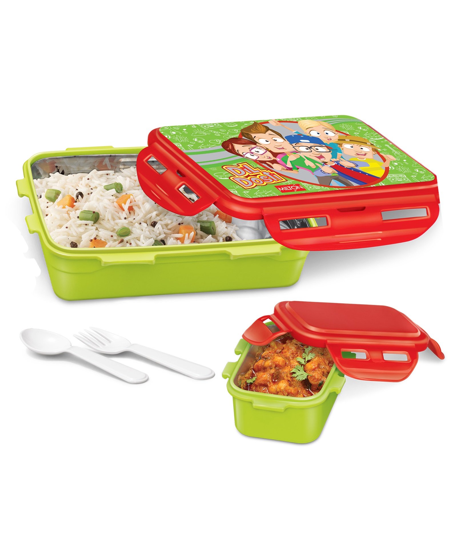 Milton Mini Fun Treat Inner Stainless Steel Tiffin Box with Food Grade Dishwasher Safe Refrigerator Safe & BPA Free - Green-picture-25