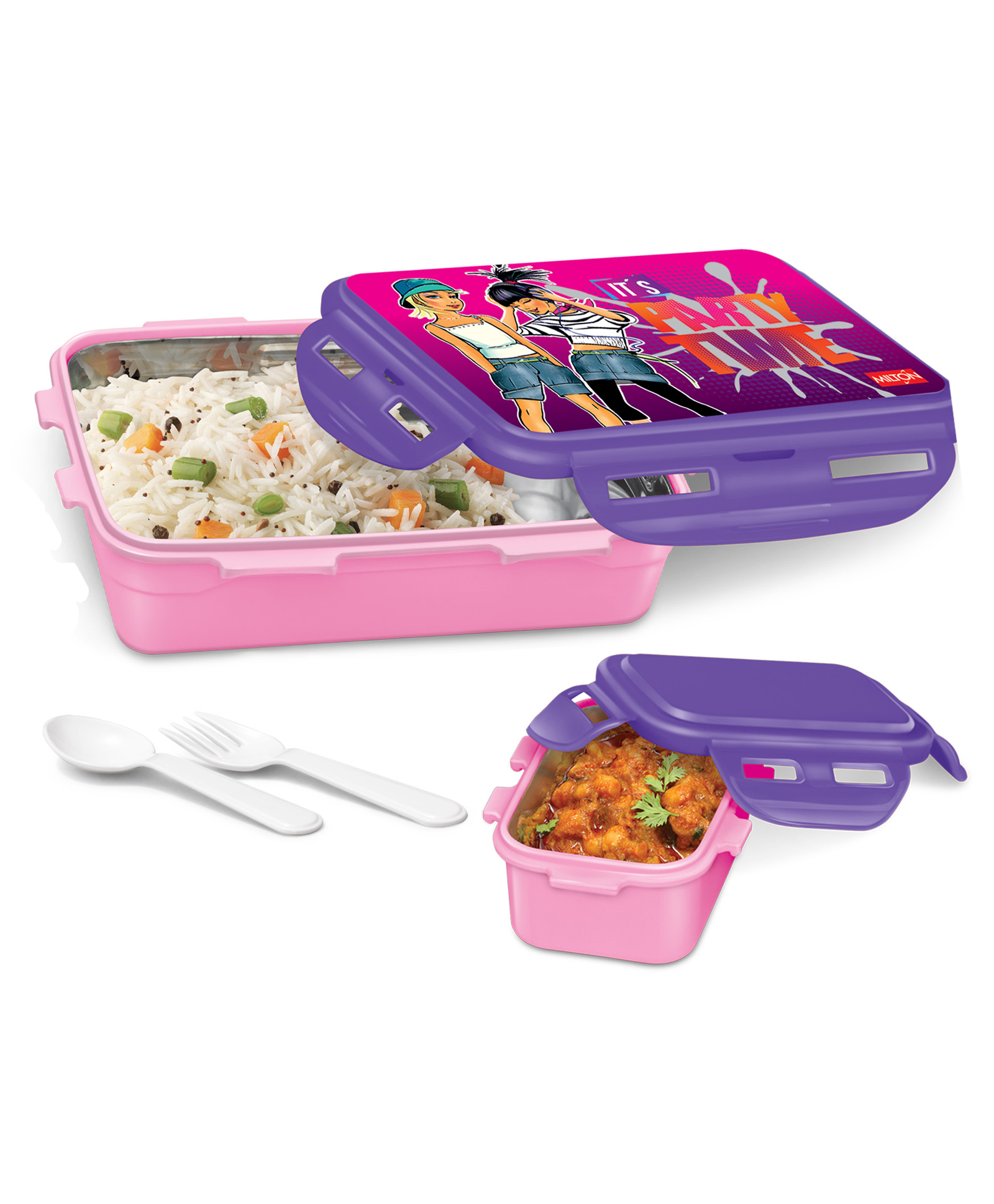 Milton Mini Fun Treat Inner Stainless Steel Tiffin Box with Food Grade Dishwasher Safe Refrigerator Safe & BPA Free - Purple-picture-2