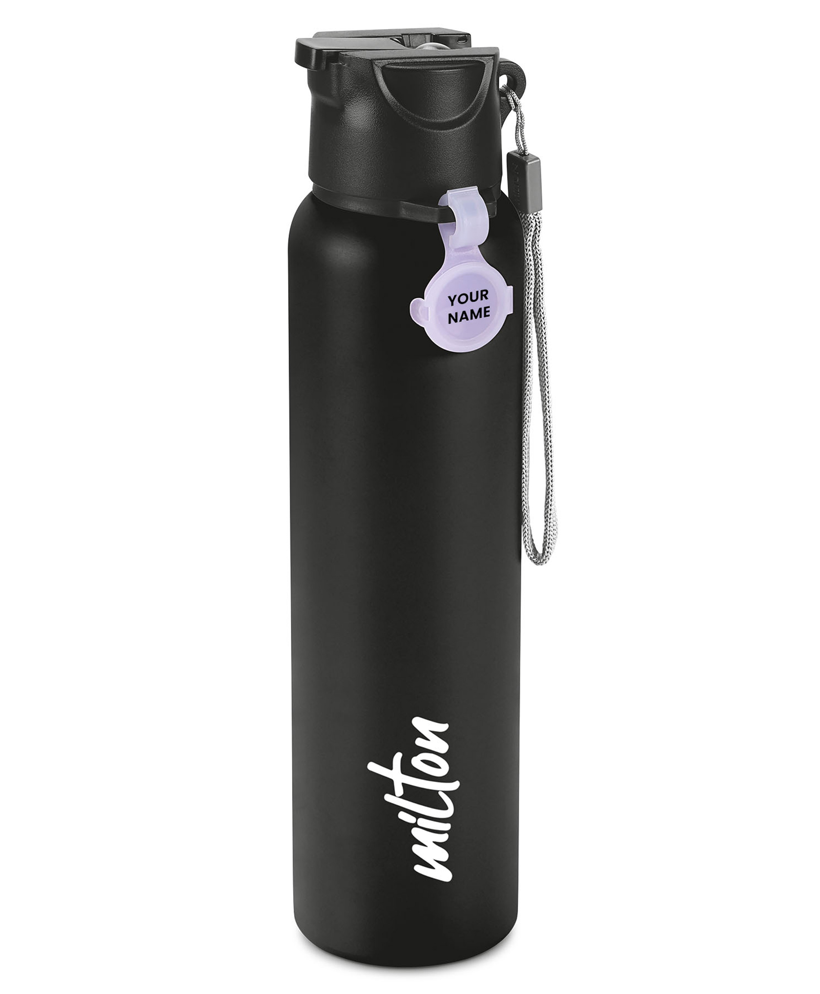 Milton Sipstar 1000 Stainless Steel Water Bottle with Sipper Lid with Single Walled Leak Proof & Easy to Carry Black - 875 ml-image-2
