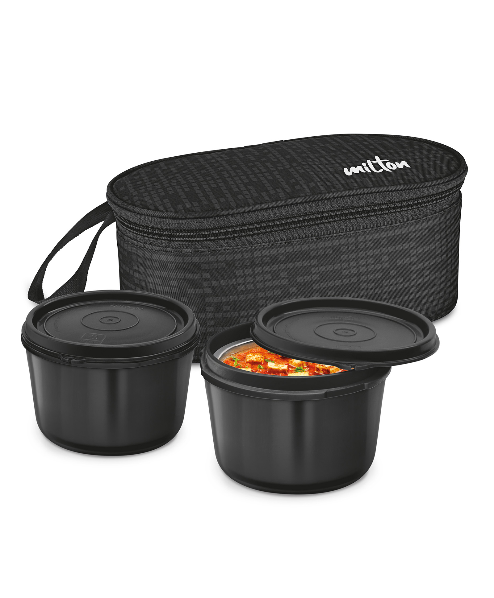 Milton Graze Big Lunch Box with Insulated Fabric Jacket Leak & Odour Proof & Light Weight - Black-picture-32