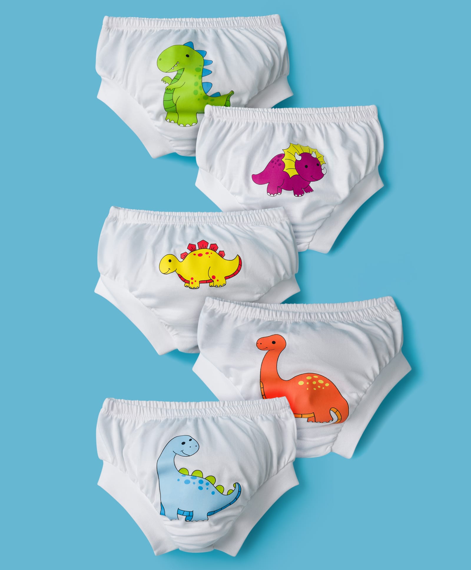 Doodle Poodle 100% Cotton Knit Dino Sticker Printed Briefs Pack Of 5 - White-picture-21