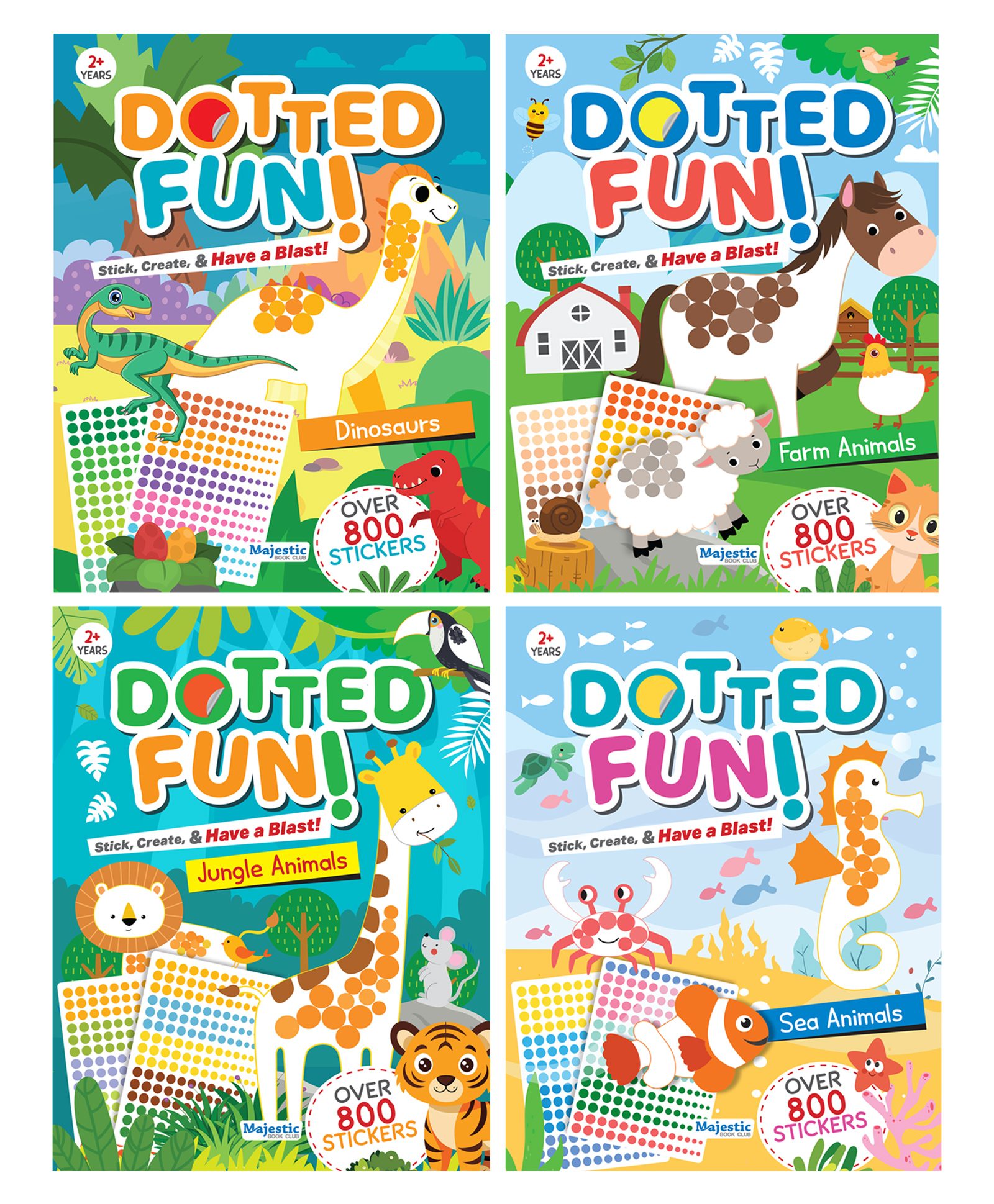 Dotted Sticker Books Set of 4 for Kids | 3200+ Dot Stickers for Age 2+ | Early Learning Activity Books for Kids | Fun & Engaging Stickers Book for Kids & Children