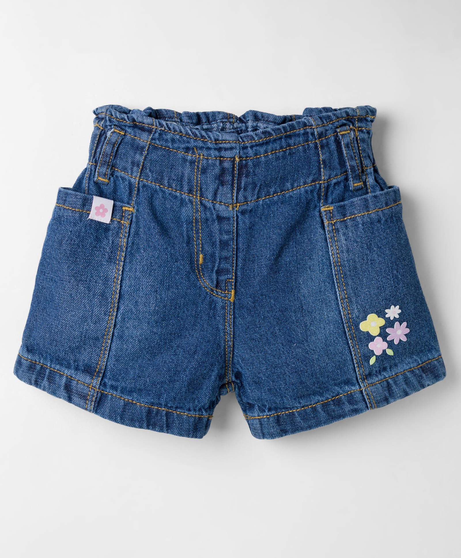 Little Kangaroos Denim Woven Knee Length Shorts With Floral Applique - Blue-image-32