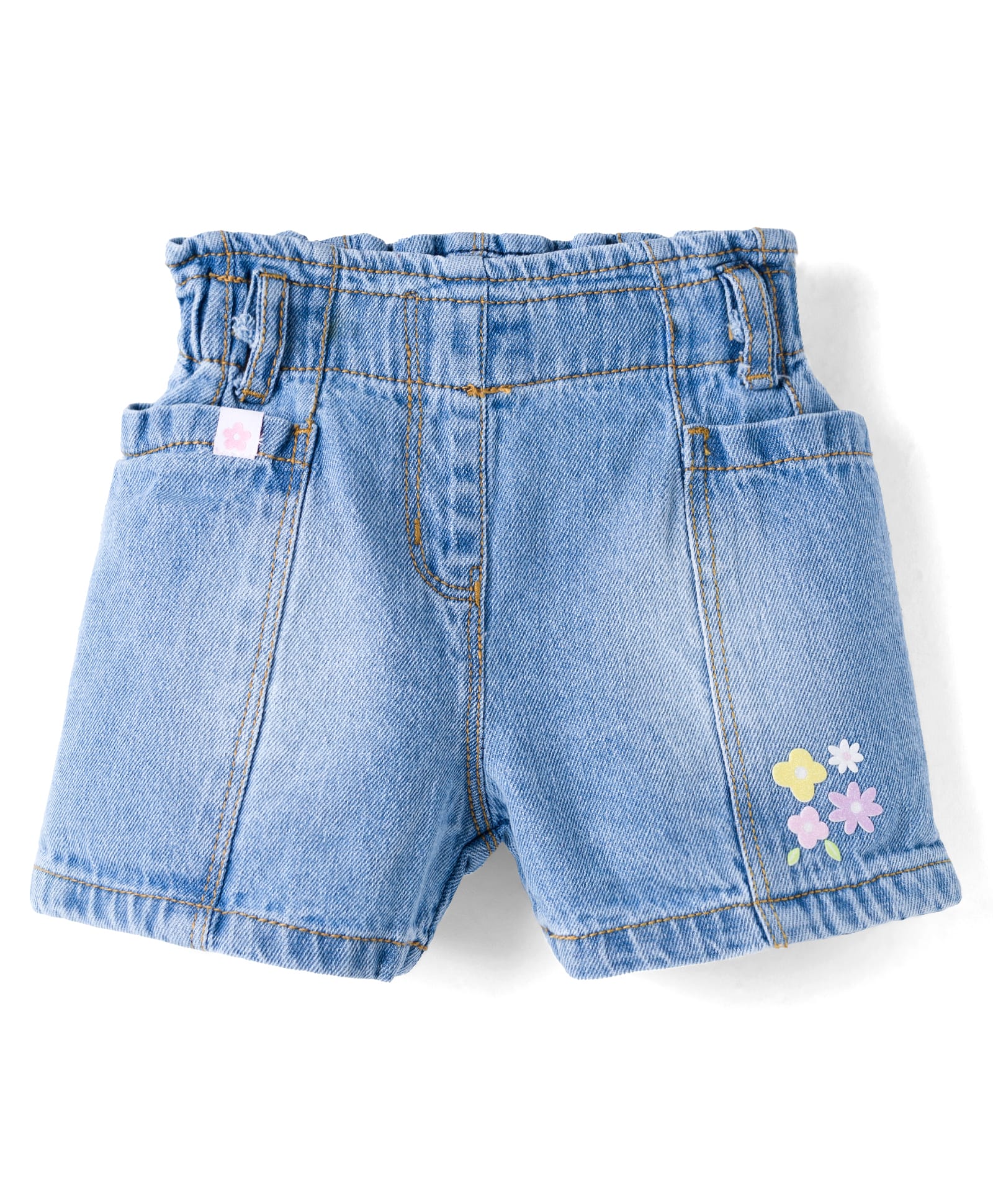 Little Kangaroos Denim Woven Knee Length Shorts with Floral Applique - Light Blue-picture-20