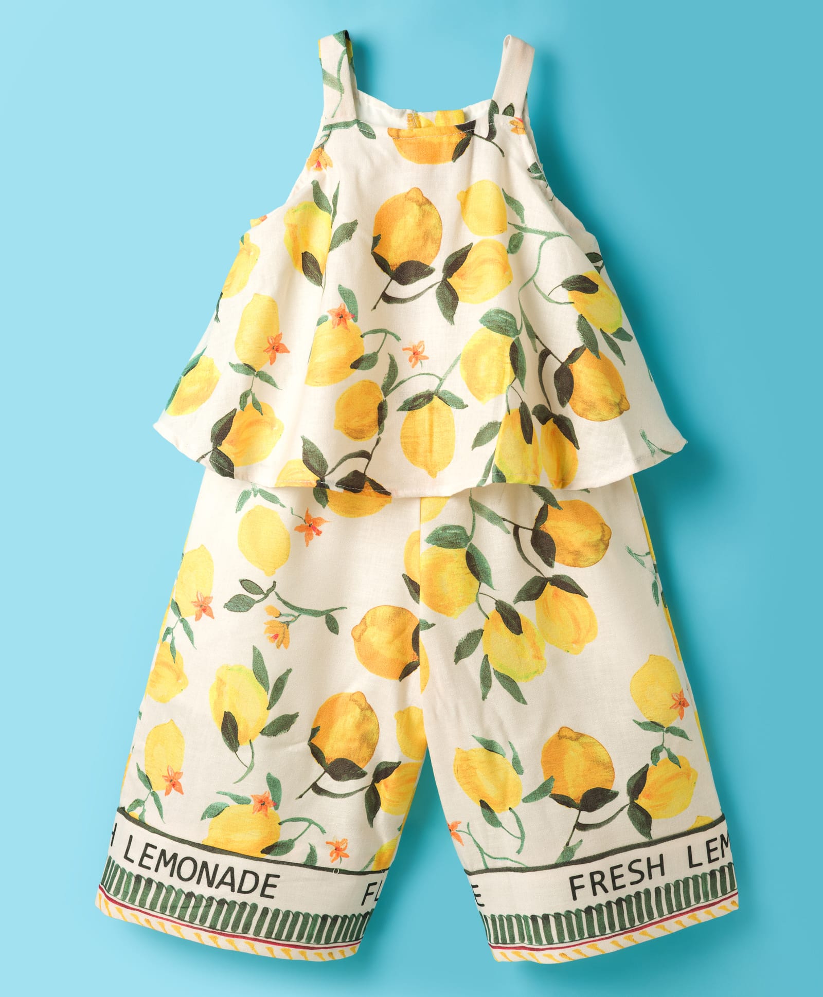 Little Kangaroos Woven Sleeveless Floral Printed Jumpsuit - Lemon-picture-17