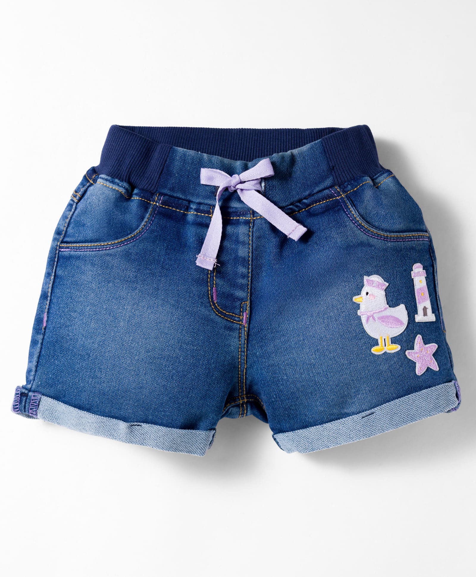 Little Kangaroos Denim Woven Knee Length Shorts with Patch Detailing - Blue-picture-22
