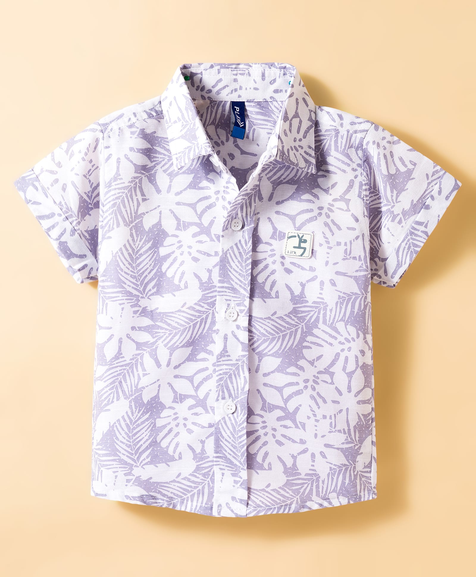 Little Kangaroos Cotton Woven Half Sleeves Shirt With Floral Print - Purple-picture-18