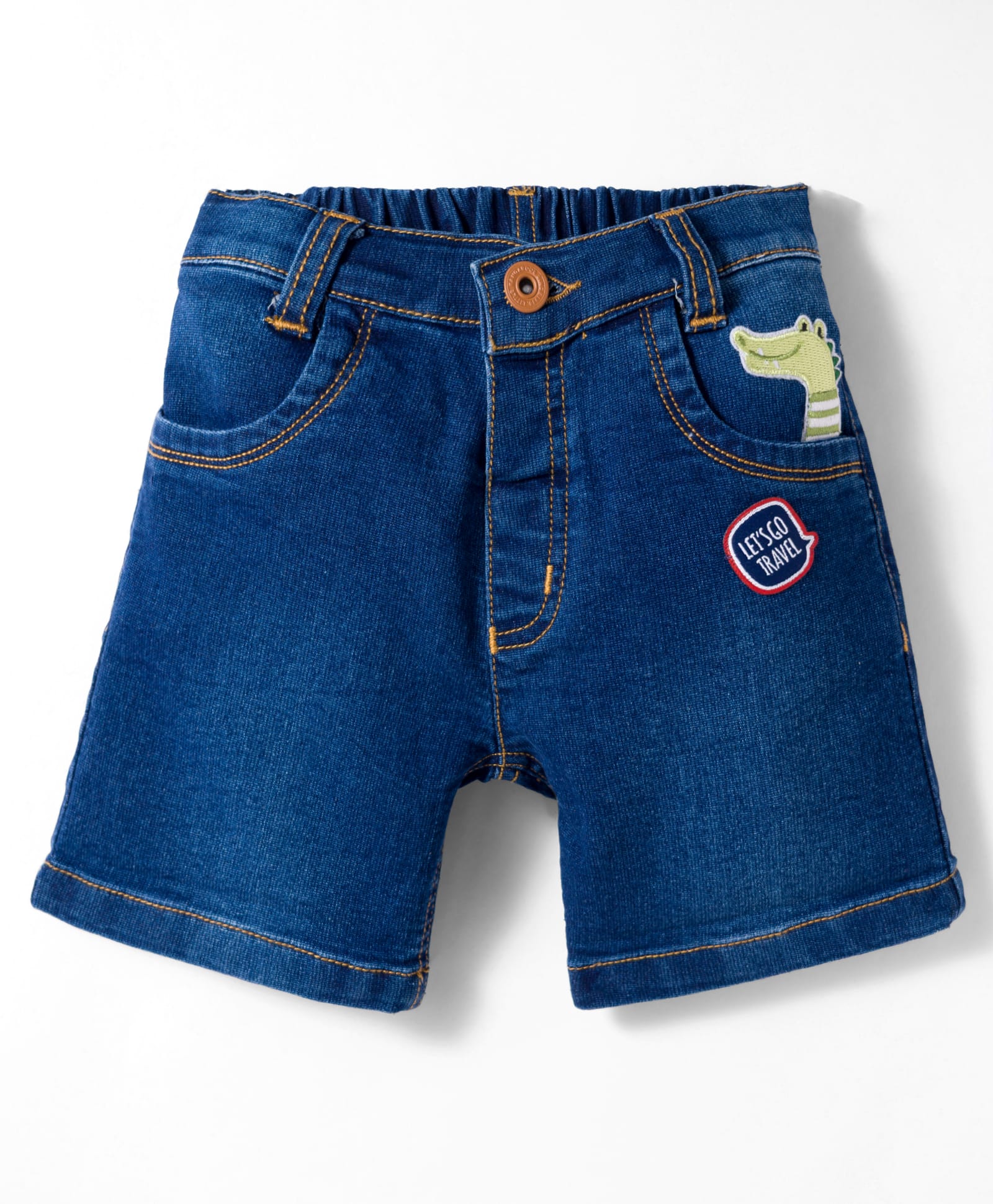 Little Kangaroos Denim Woven Knee Length Shorts with Embroidery - Navy Blue-picture-37