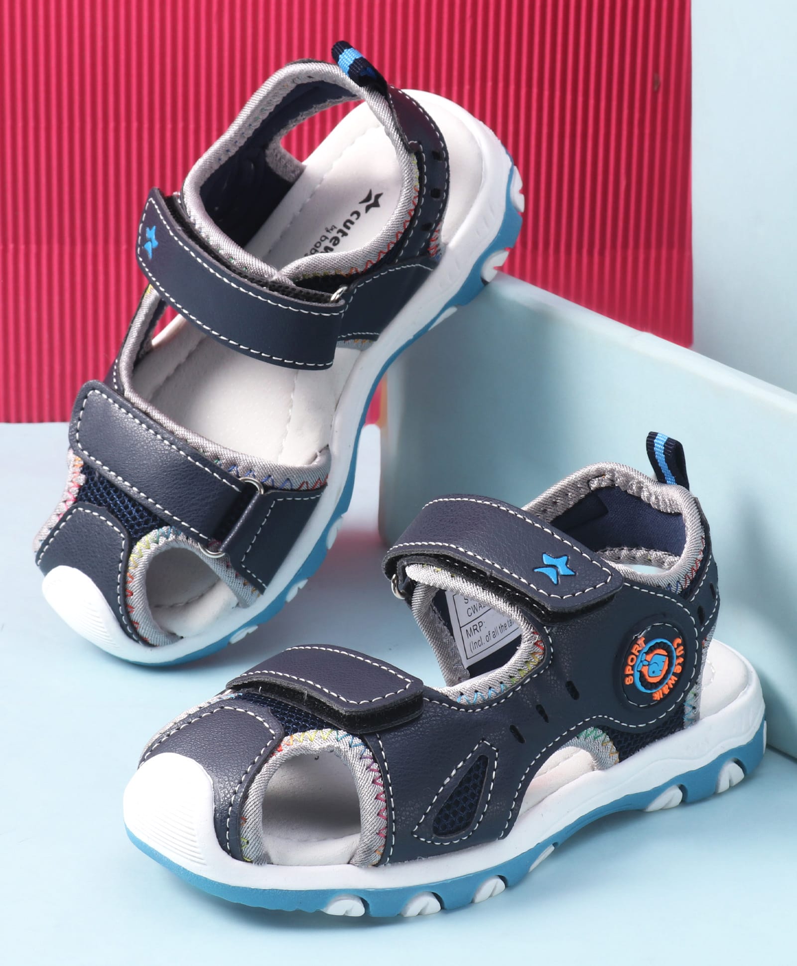 Cute Walk by Babyhug Velcro Closure Sandals - Navy Blue