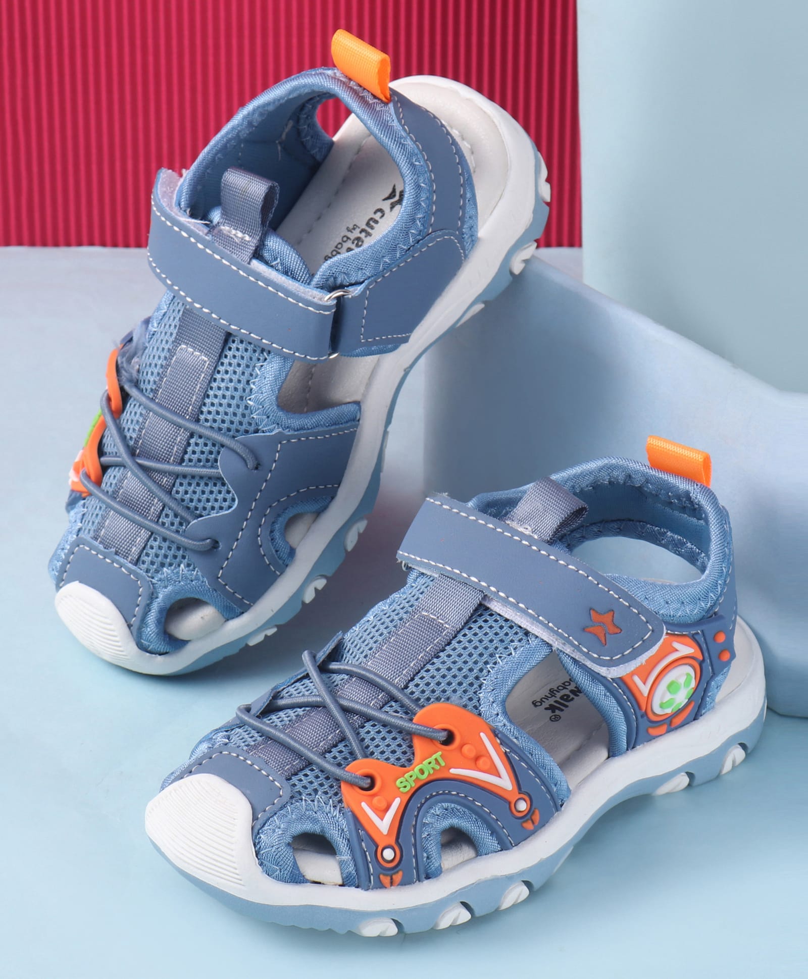 Cute Walk by Babyhug Velcro Closure Solid Sandals - Blue
