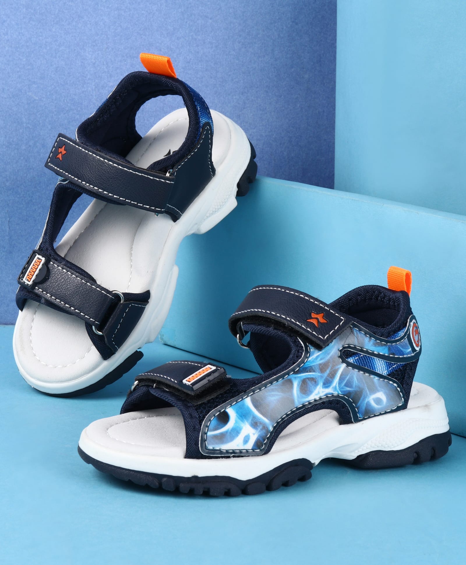 Cute Walk by Babyhug Velcro Closure Printed Sandals - Blue-image-26