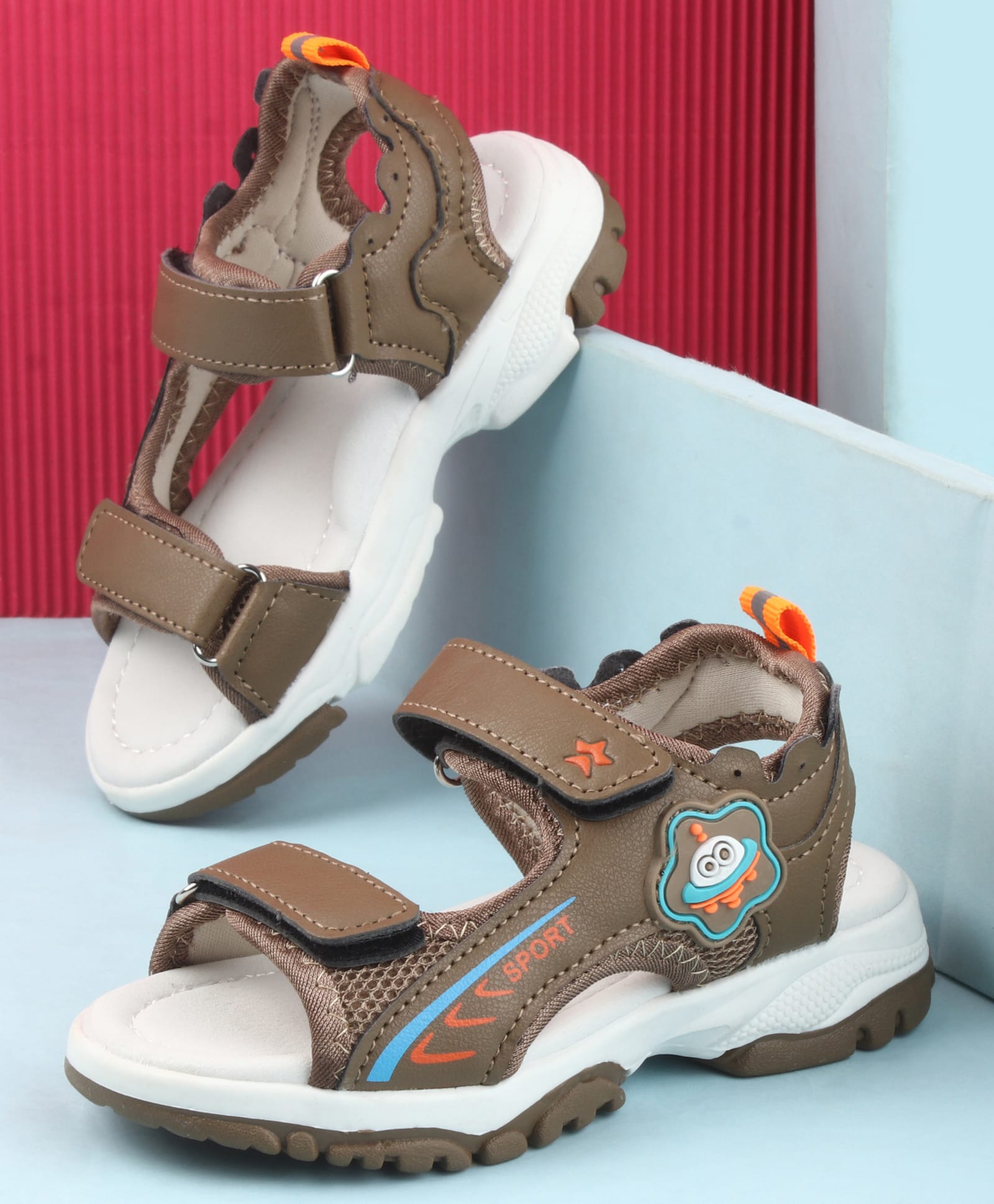 Cute Walk by Babyhug Velcro Closure Sandals with Space Theme Print & Applique - Khaki-image-20