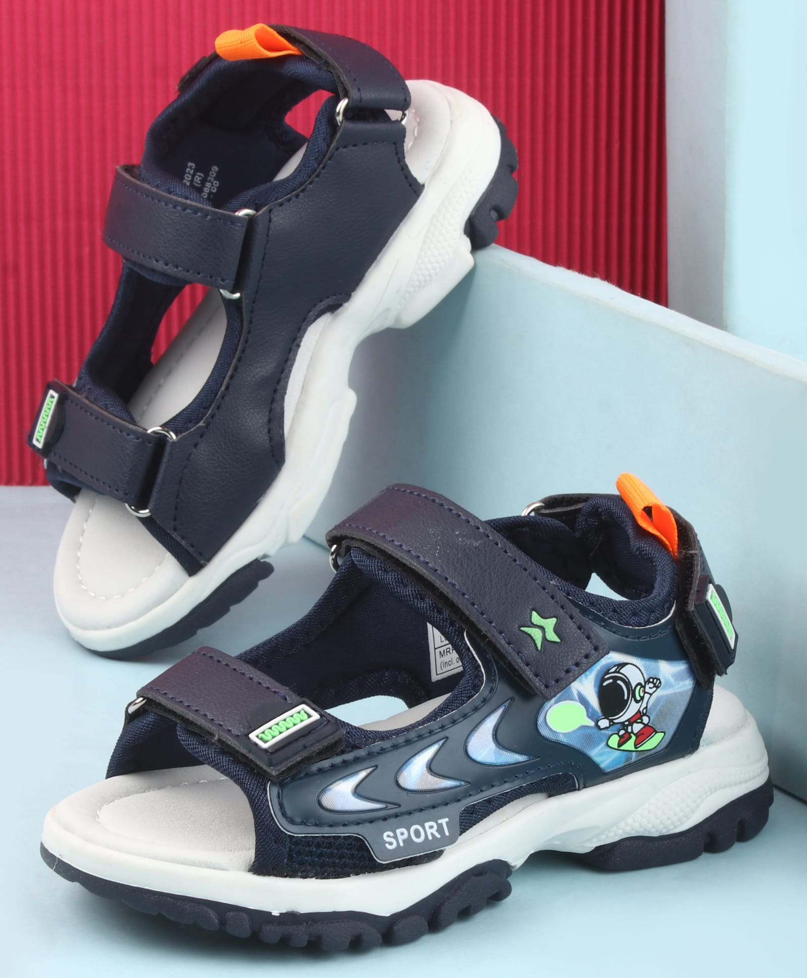 Cute Walk by Babyhug Velcro Closure Sandals with Space Theme Print & Applique - Blue-image-18