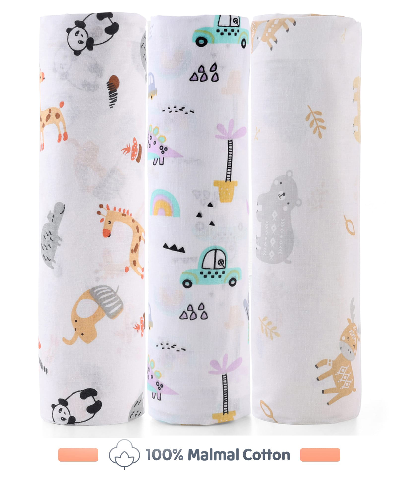 Zoe Super Soft Cotton Malmal Swaddle Cloth for Newborns Pack of 3 Multicolor| Soft Breathable Fabric| Comfortable Warm and Soothing| Machine washable| Travel Friendly| New Born Gifting-image-35