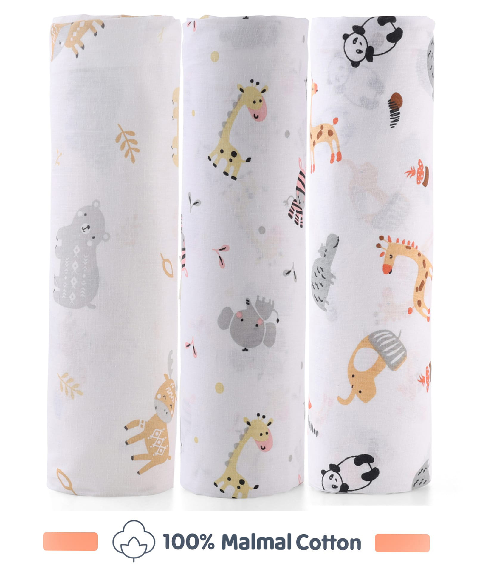 Zoe Super Soft Cotton Malmal Swaddle Cloth for Newborns Pack of 3 Multicolor| Soft Breathable Fabric| Comfortable Warm and Soothing| Machine washable| Travel Friendly| New Born Gifting-image-36
