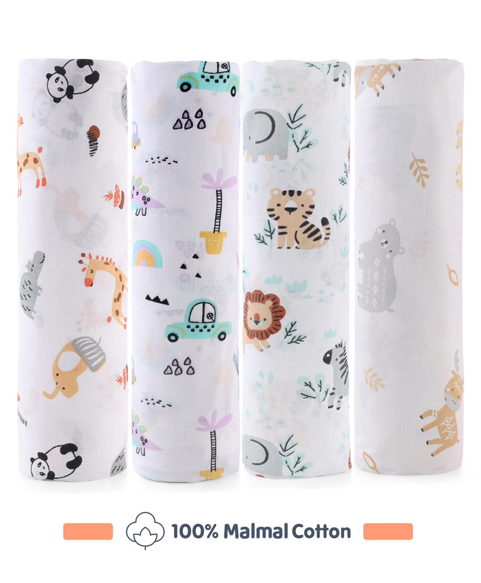 Zoe Super Soft Cotton Malmal Swaddle Cloth for Newborns Pack of 4 Multicolor| Soft Breathable Fabric| Comfortable Warm and Soothing| Machine washable| Travel Friendly| New Born Gifting-image-37