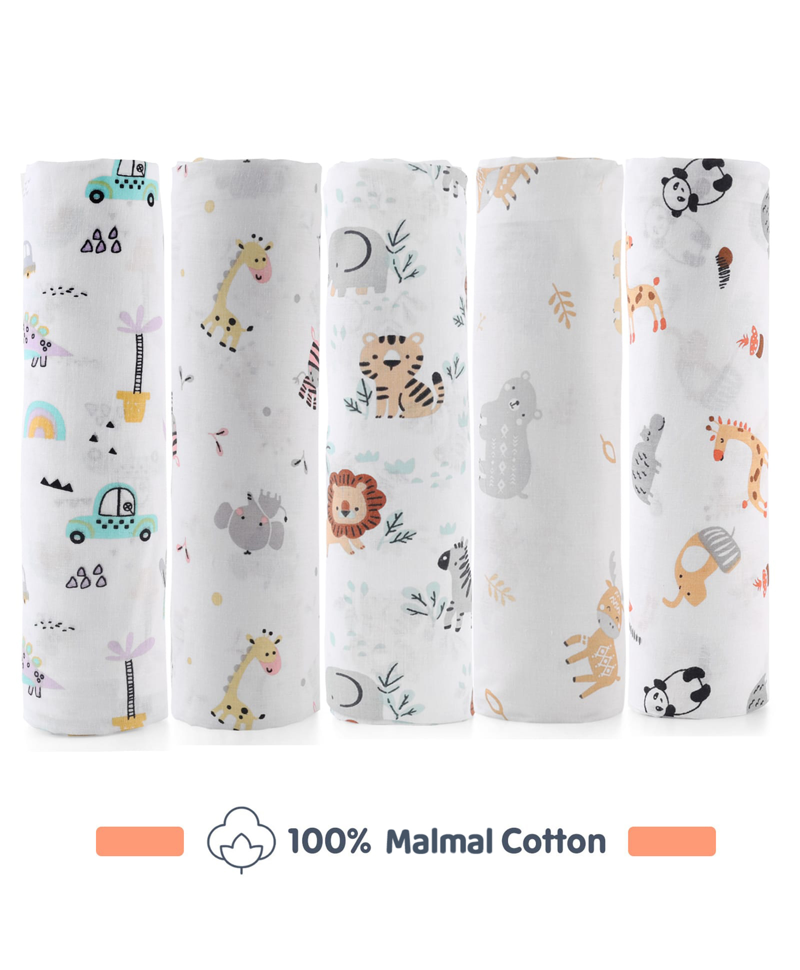 Zoe Super Soft Cotton Malmal Swaddle Cloth for Newborns Pack of 5 Multicolor| Soft Breathable Fabric| Comfortable Warm and Soothing| Machine washable| Travel Friendly| New Born Gifting-image-38