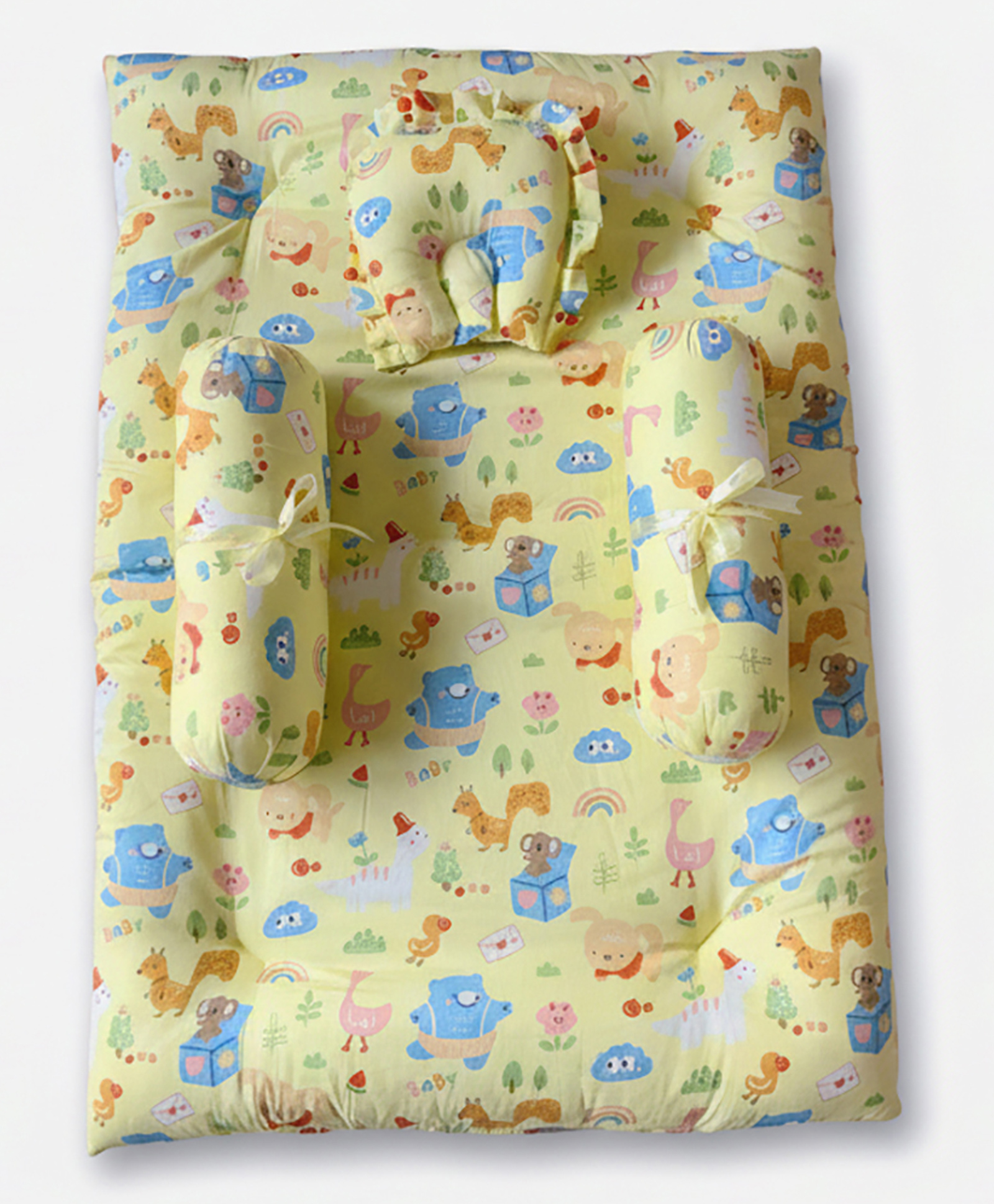 oranges and lemons Oranges & Lemons - Baby Bedding Mattress / Gadda Set with bolsters and neck pillow | Set of 4 | Yellow-picture-23