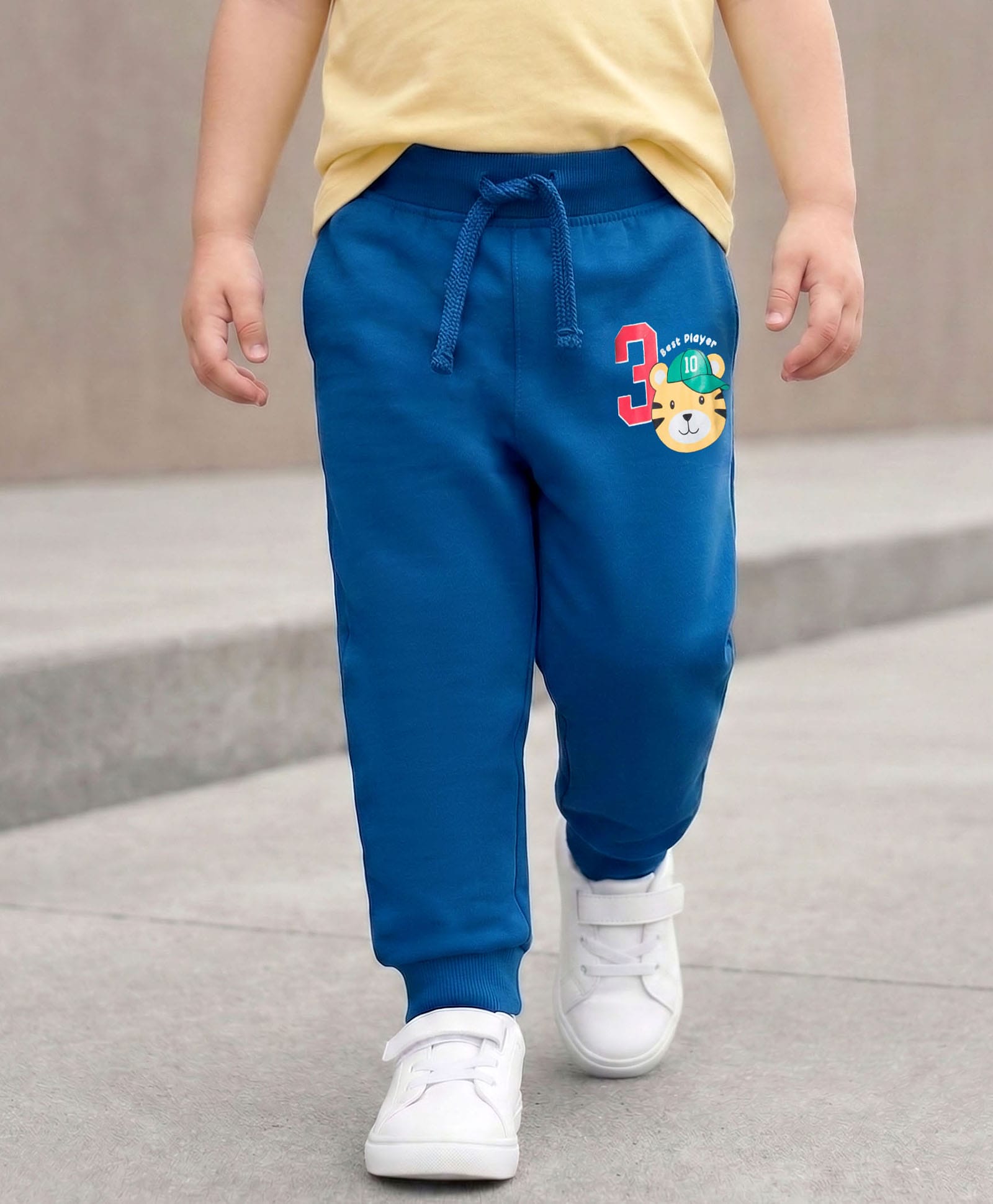 Babyhug Terry Knit Full Length Lounge Pant with Sport Print - Navy Blue-picture-25