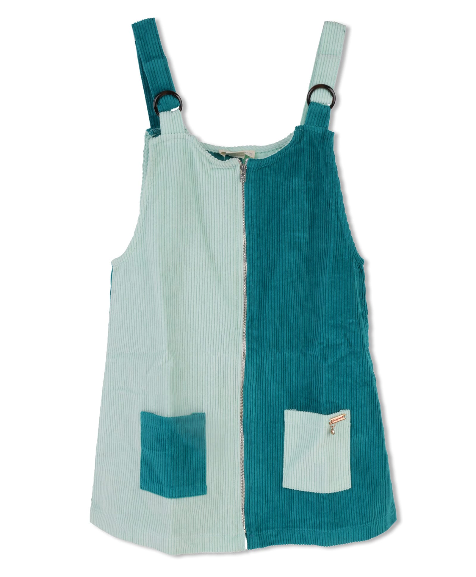 PURPLE UNITED KIDS Corduroy Woven Sleeveless Colour Blocked Dungaree - Dark Green-picture-22