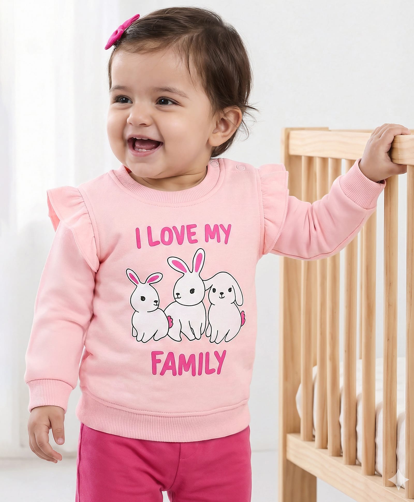 Doodle Poodle 100% Cotton Light Weight Knit Full Sleeves Sweatshirt With Bunny Print - Baby Pink-image-22