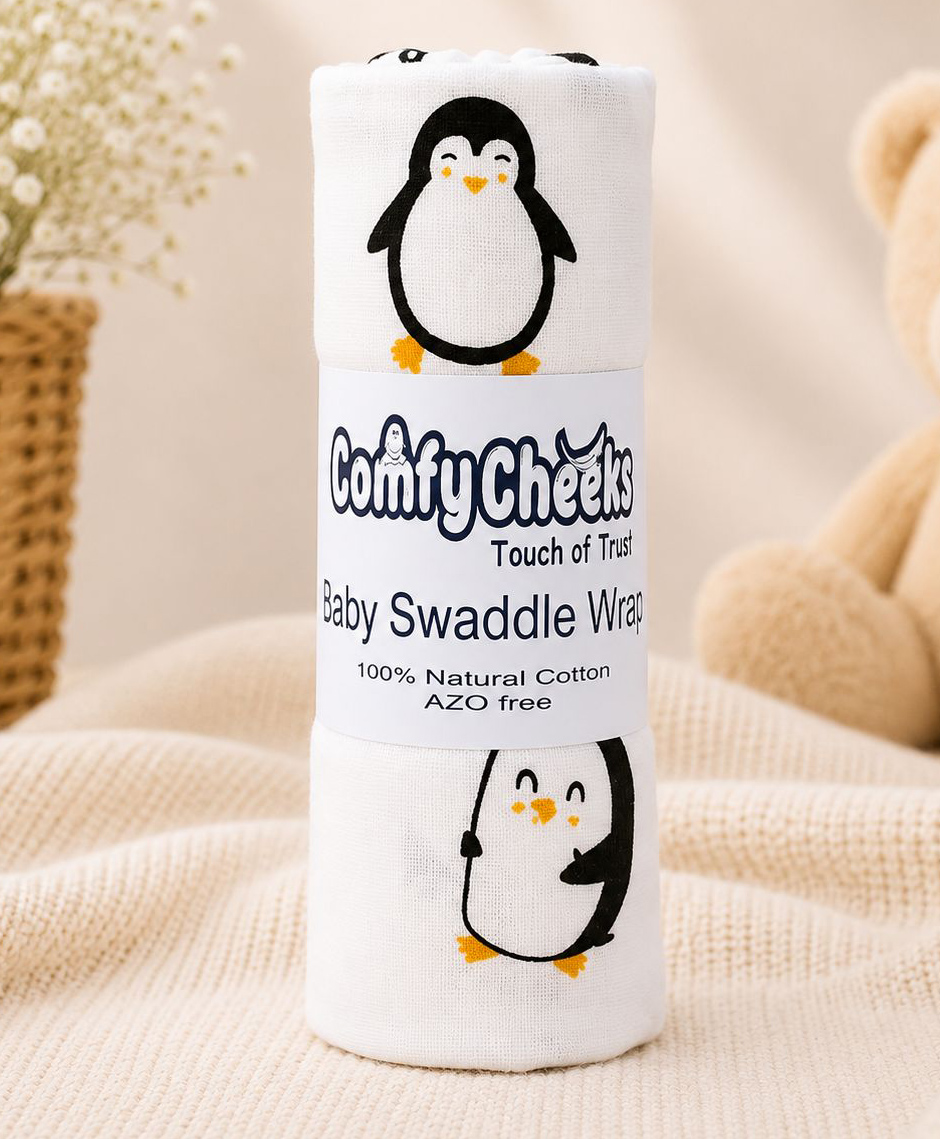 Comfy Cheeks 100% Cotton Muslin Multipurpose Baby Swaddle Wrap Pack of 1 | Large 105x100 cm Mulmul Swaddle Wrap for Newborn to 18 Months | Soft Breathable Printed Baby Blanket & Towel-image-7