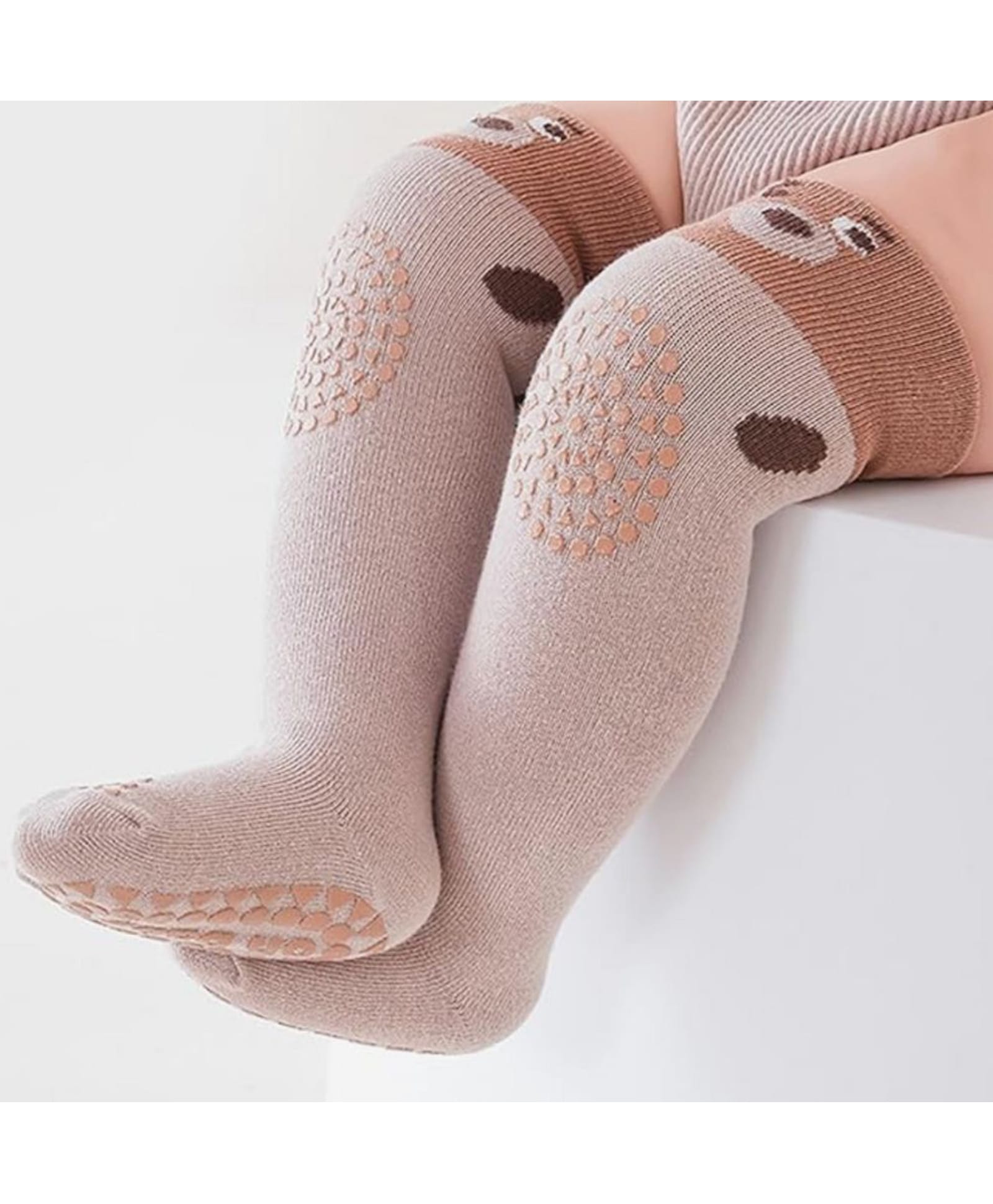 Neska Moda Cotton Elastane Animal Designed Anti Skid Socks - Brown-picture-20