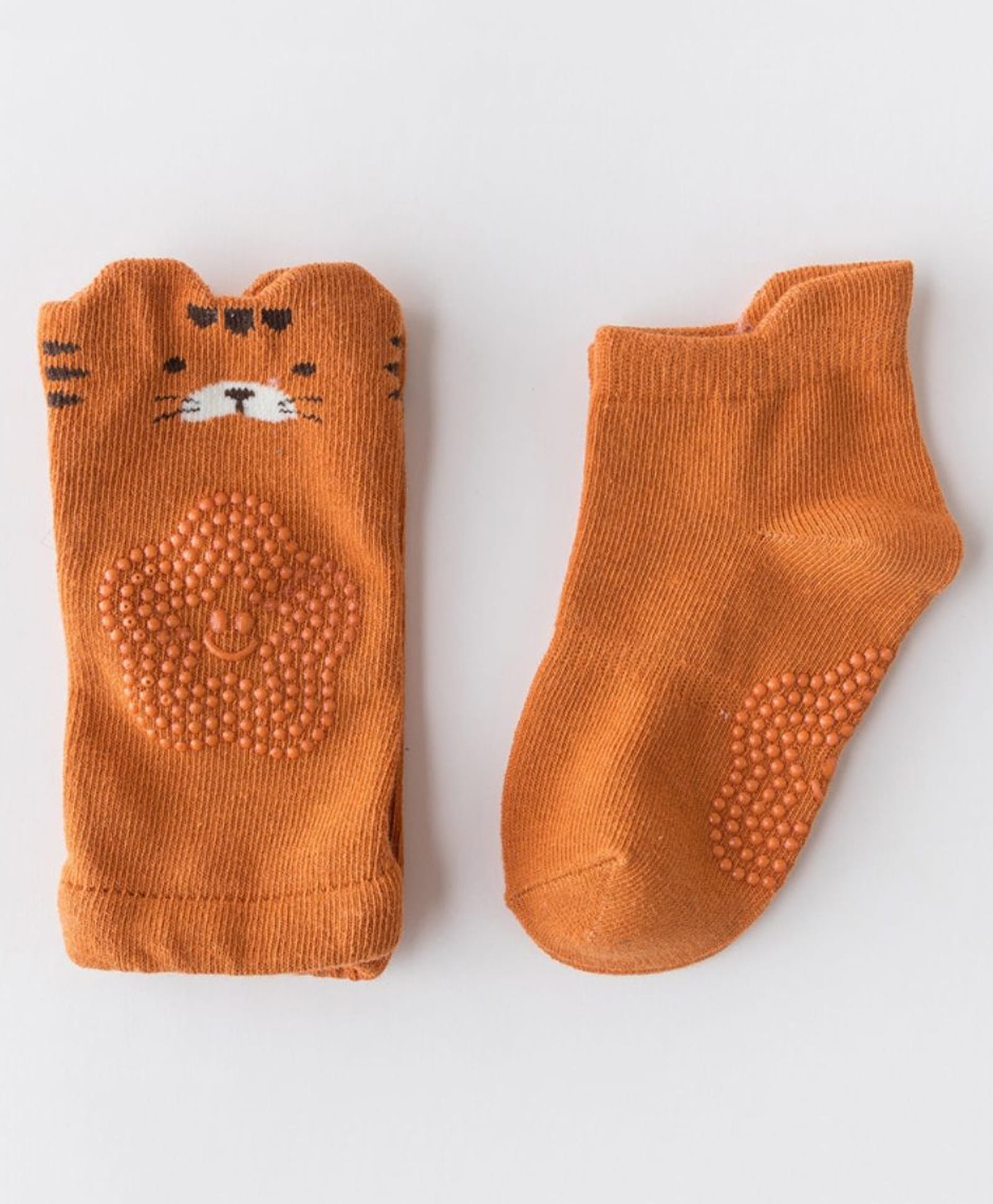 Neska Moda Cotton Elastane Animal Designed Anti Skid Socks With Knee Pads - Brown-picture-16