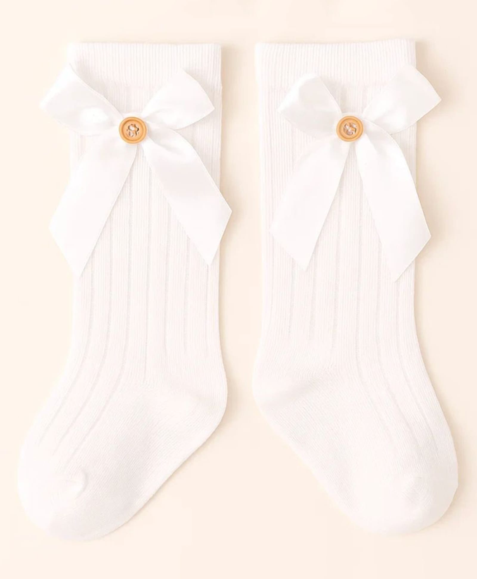 Neska Moda Striped Bow Applique Detailed Socks - White-image-40