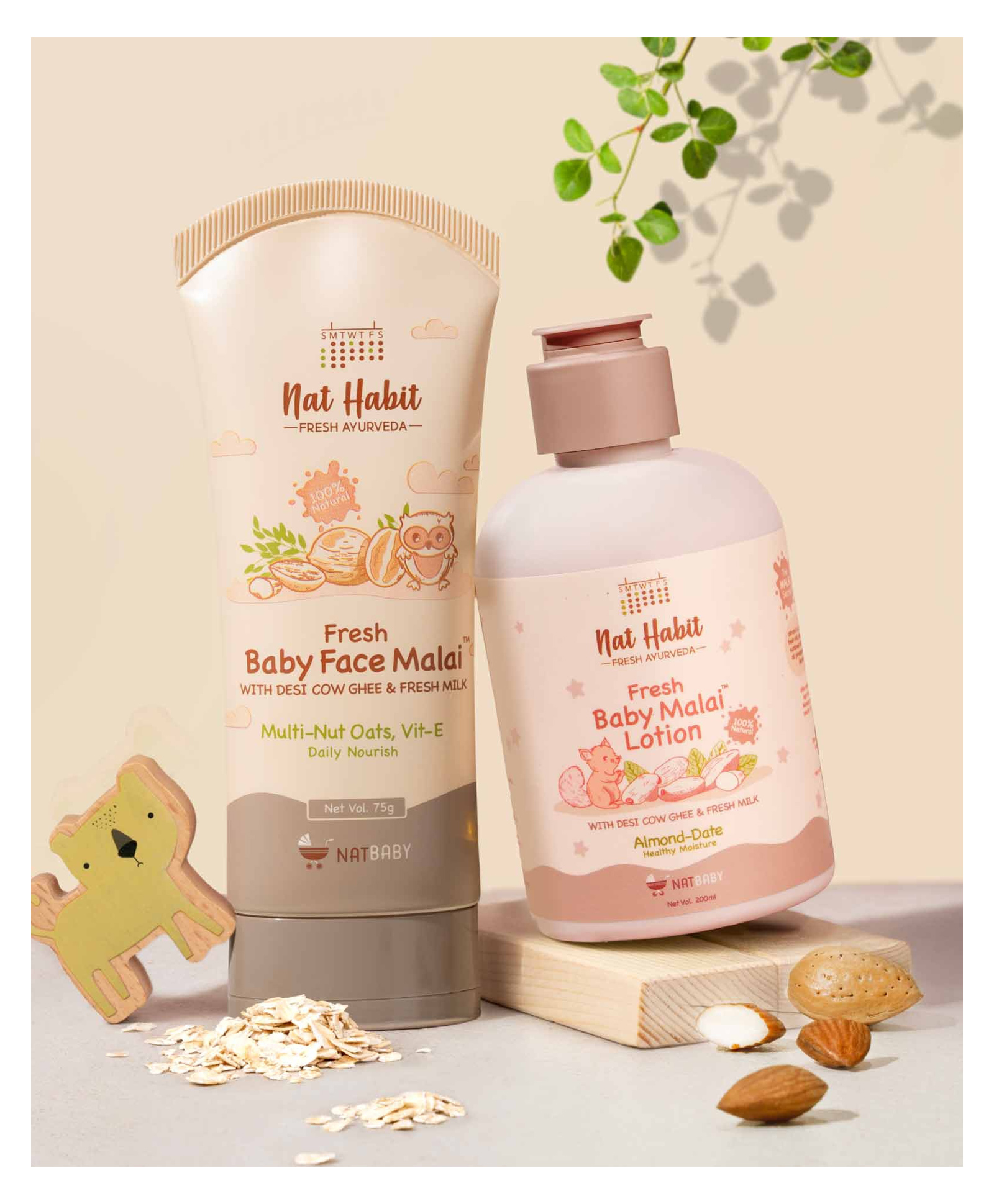 Nat Habit Baby Lotion & Baby Cream Set Natural Nourishment with Almond Dates & Oats for Silky-Soft, Healthy Baby Skin-picture-18